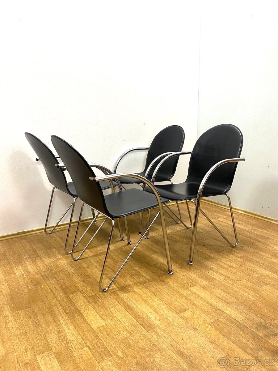 Retro židle 80. léta kůže chrom - 5