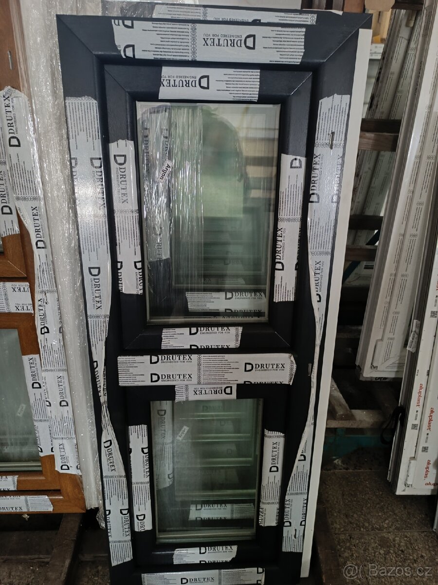 Okna PVC antracit/bílá, nová, dvojsklo, Mix rozměrů - 5