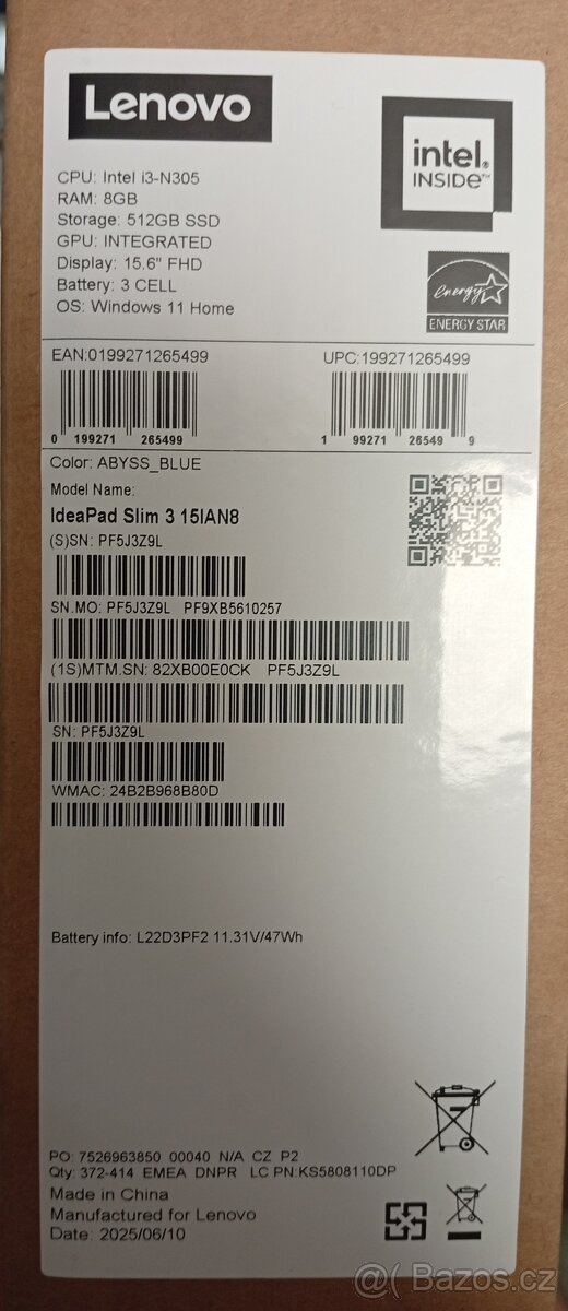 PRODÁM NOVÝ NOTEBOOK Lenovo IdeaPad Slim 3 15IAN8 - 5