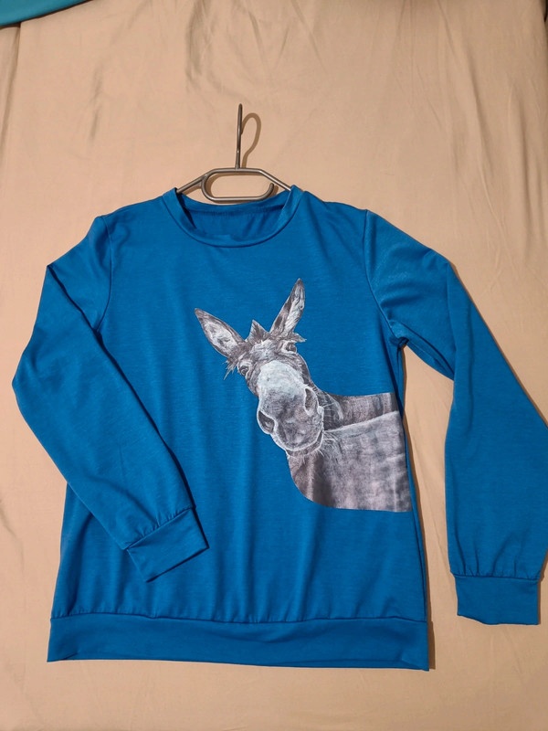 Modrá dámská mikina s oslem, vel. L - nová - 5