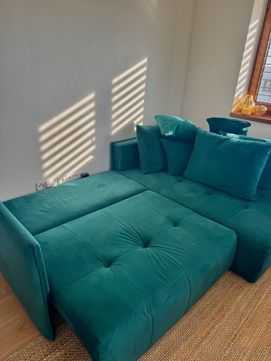 Rohová sedací souprava zelená - 5