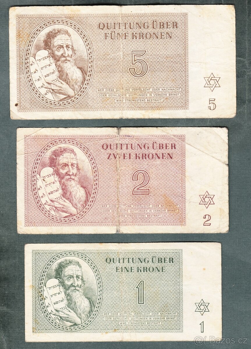 Staré bankovky KOMPLET SESTAVA židovského ghetta TEREZÍN - 5