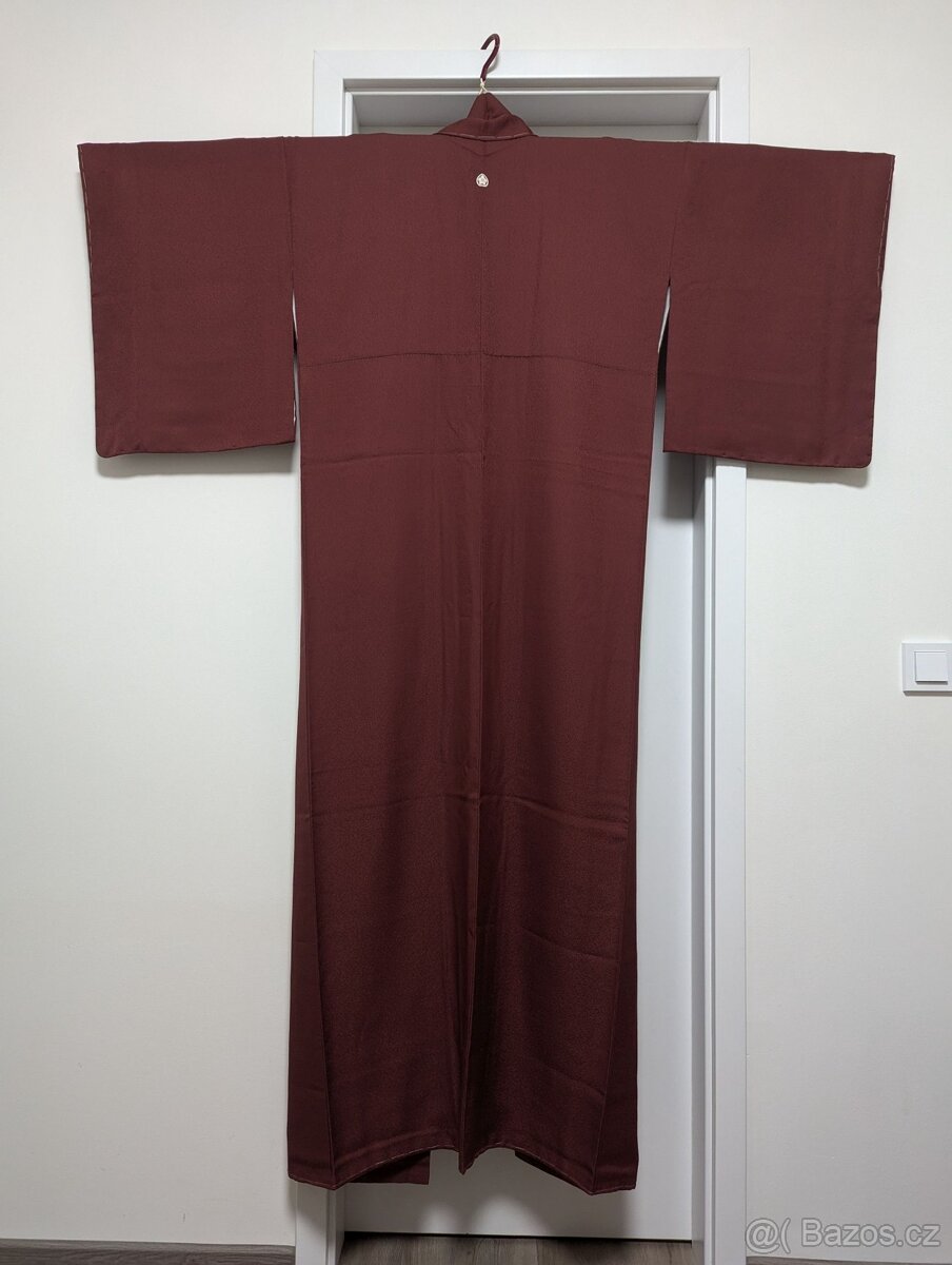Vínově červené dámské iromuji kimono - 5