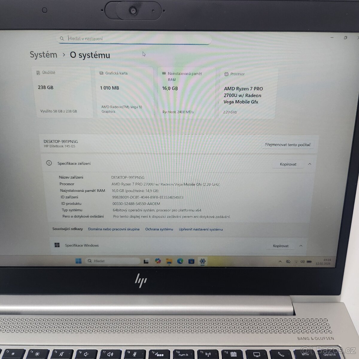 HP EliteBook 745 G5 /Ryzen7/Vega10/16GB_DDR4 - 5
