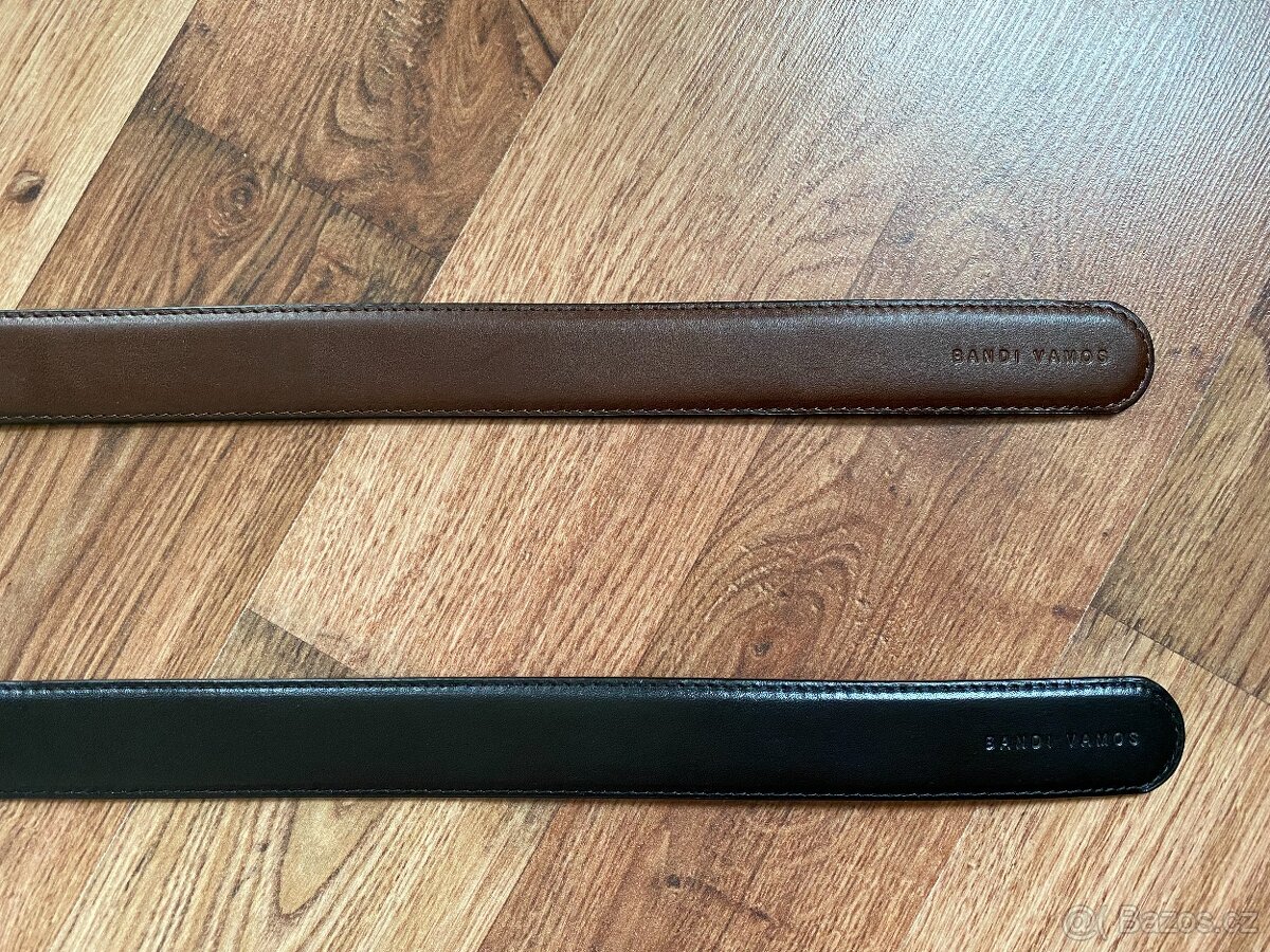 Nové pánské kožené opasky Bandi s aut. sponou - černý, hnědý - 5