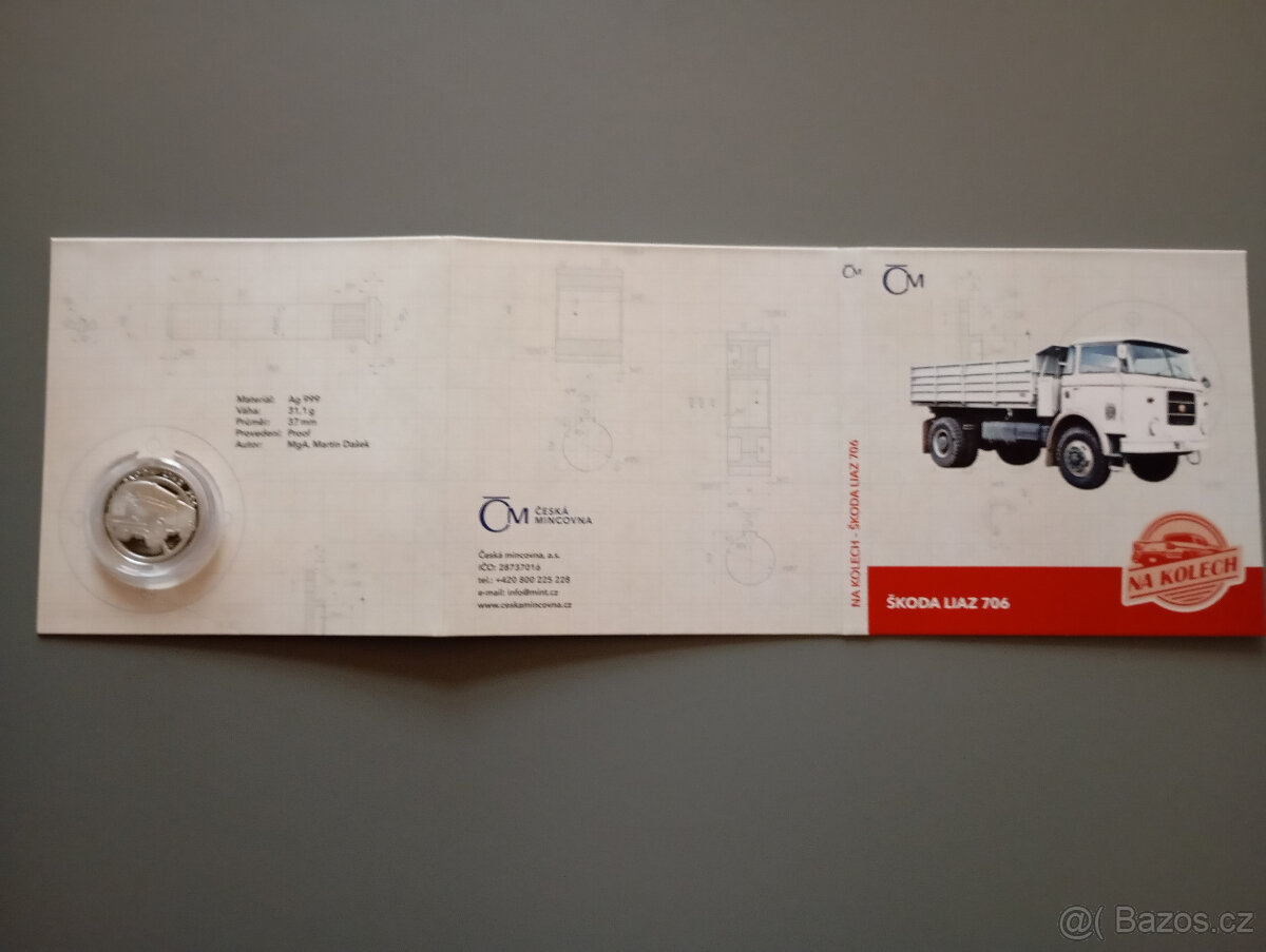 Prodám Stříbrná mince Na kolech - Nákl aut Škoda LIAZ 706 - 5