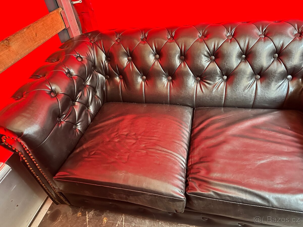 Kožená sedačka gauč a křeslo - 5