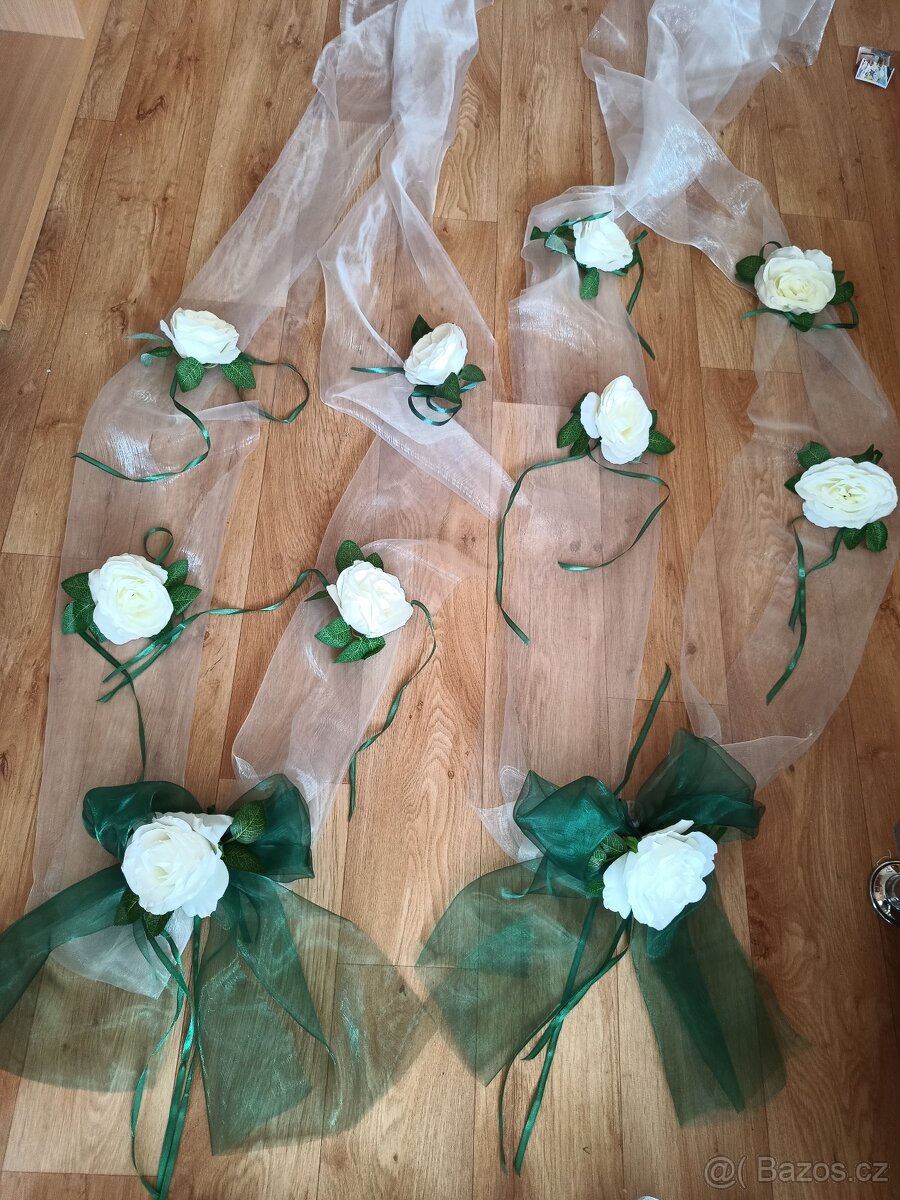 Svatební dekorace na auto - zelena - 5