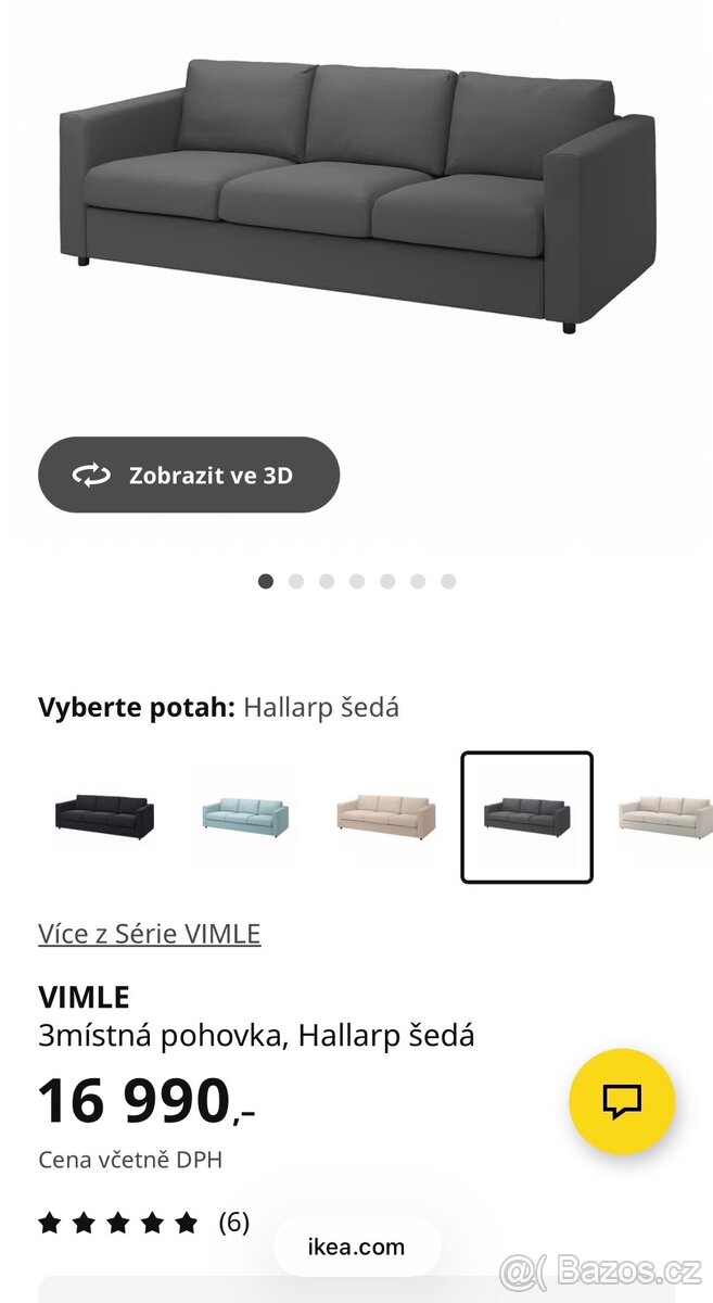 Třímístná sedačka Vimle Ikea - 5