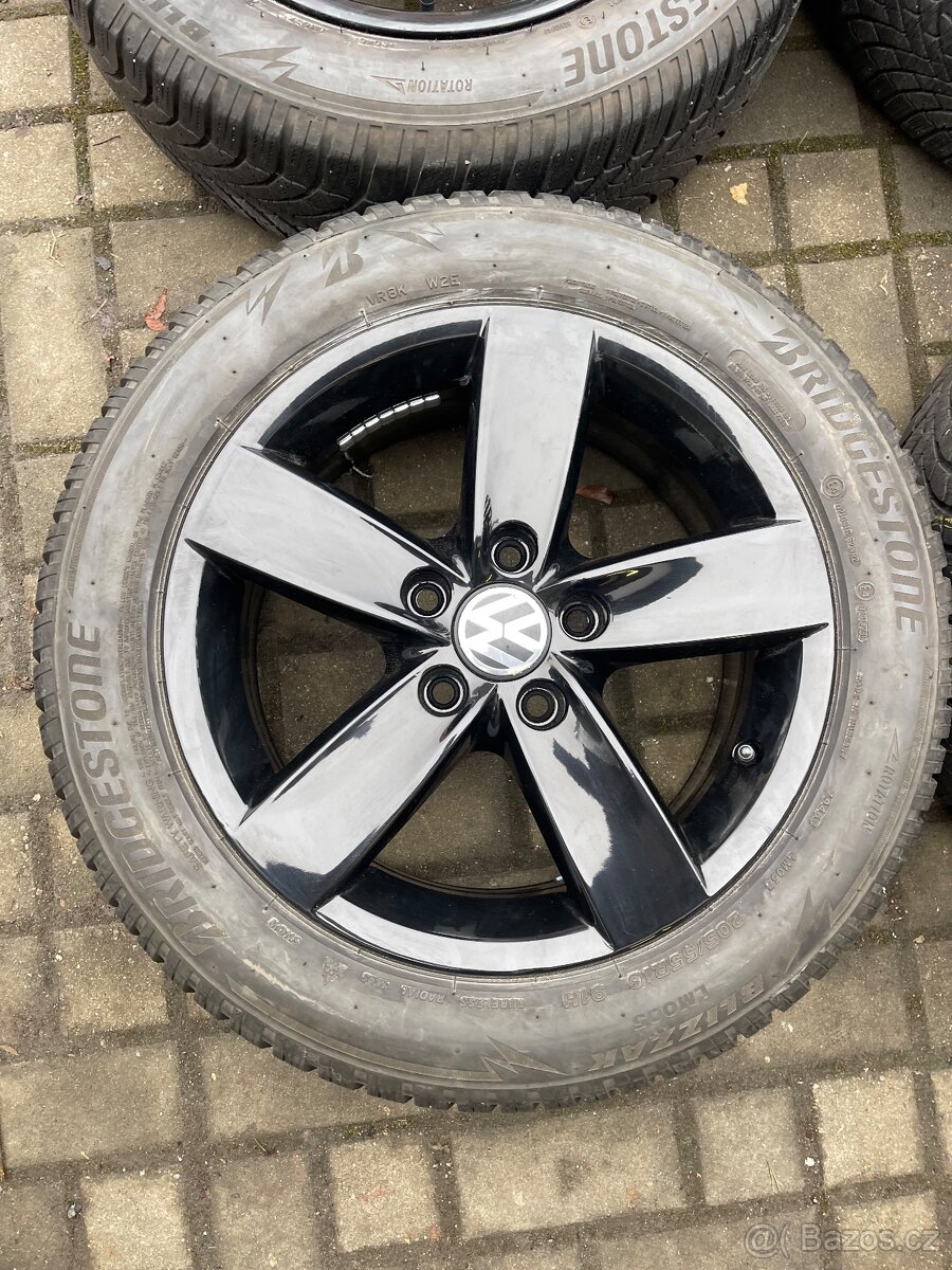 ORIGINÁL Alu Volkswagen, Škoda R16, 5x112 - TOP STAV, ZIMNÍ - 5