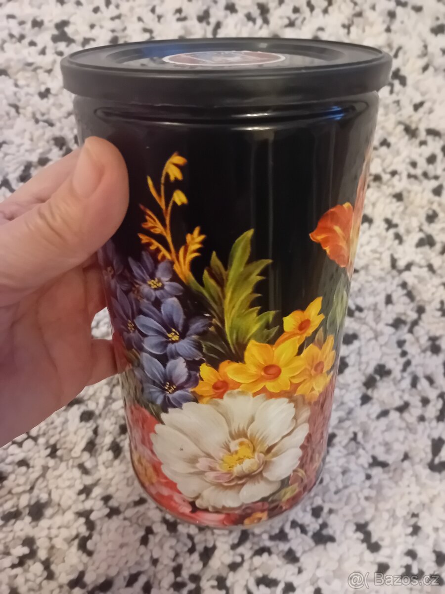 Stará plechovka od kávy s květy - 5