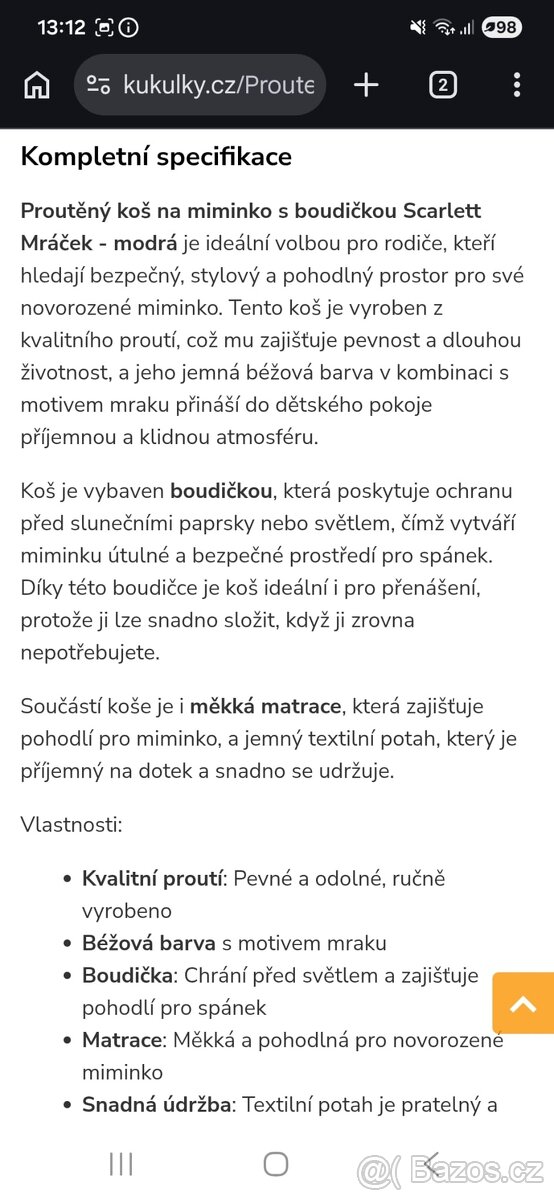 Dětský proutěný košík Scarlett - 5