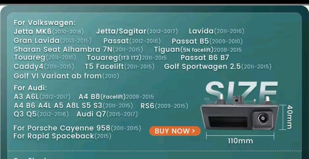Zpáteční kamera 720p Audi A3/A4/A5/Q3/Q5 atd... - 5