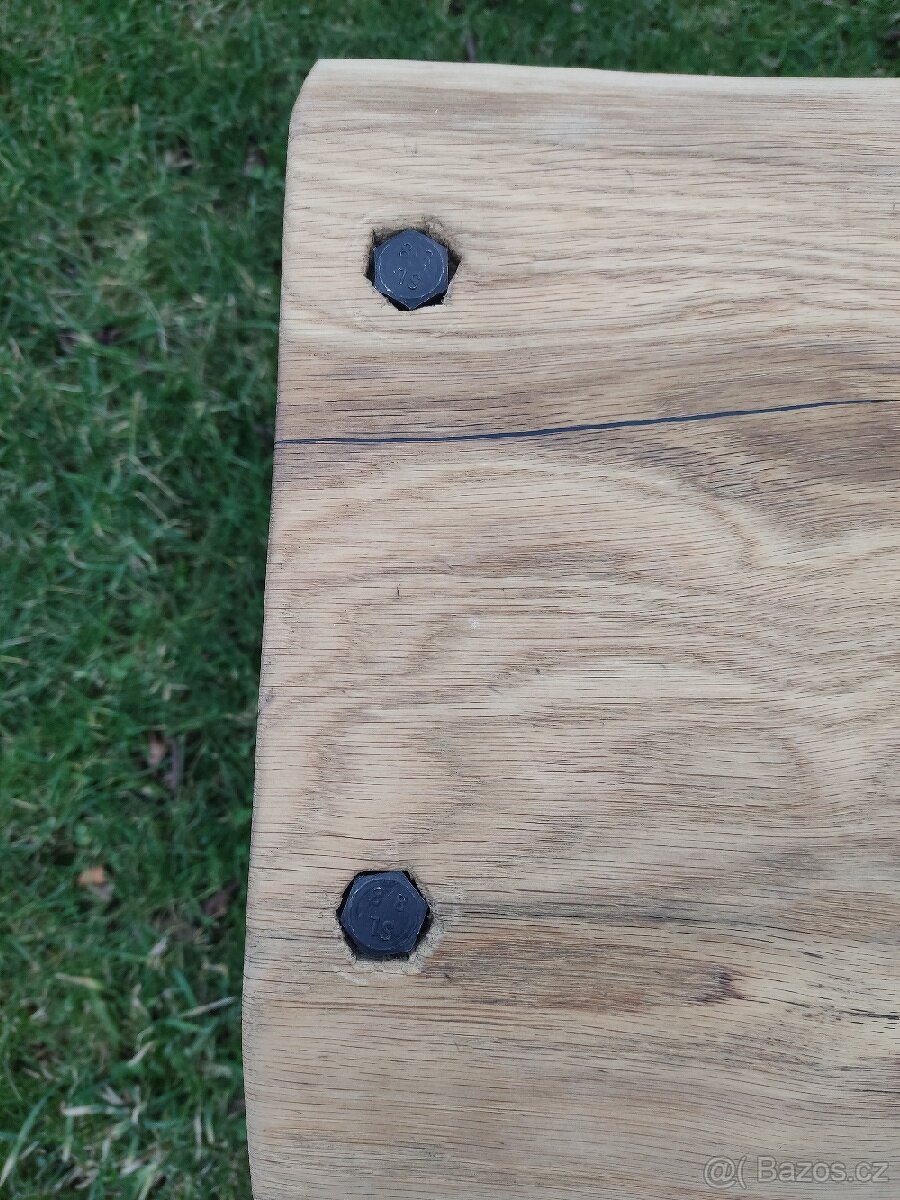 Lavice interier/exterier dřevo dub nohy kov - 5