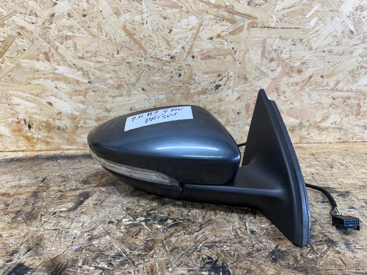 PRAVÉ ZPĚTNÉ ZRCÁTKO VW PASSAT B7 9 PIN 3C0857934A ŠEDÁ MET. - 5