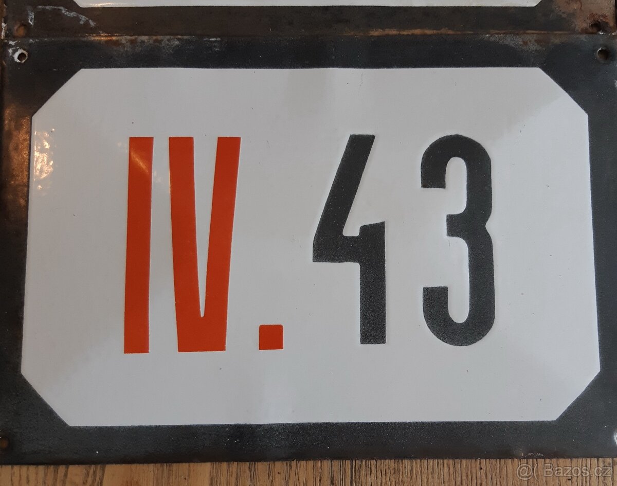 starožitné smaltované kovové cedulky s čísly domů - 5