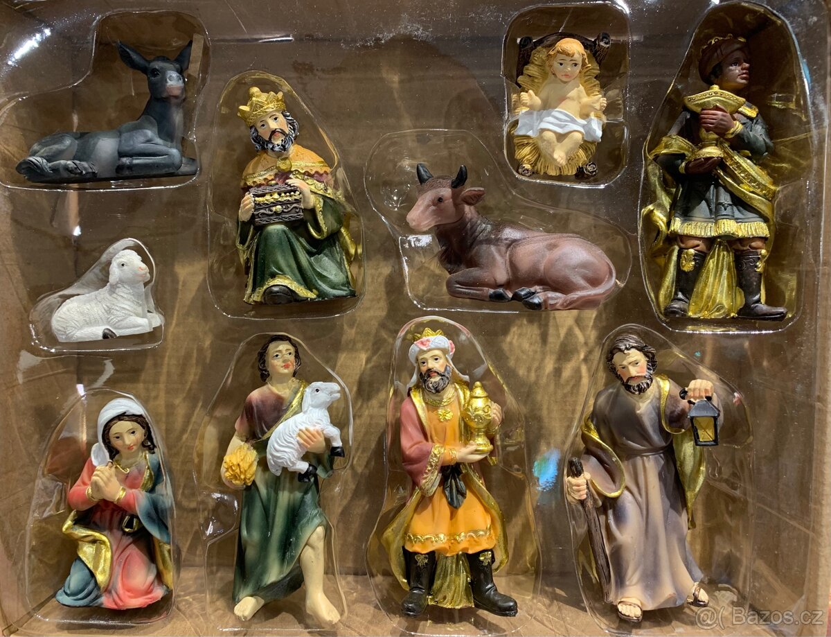 Ručně dělány dřevěný betlém 6 s figurkami - 5