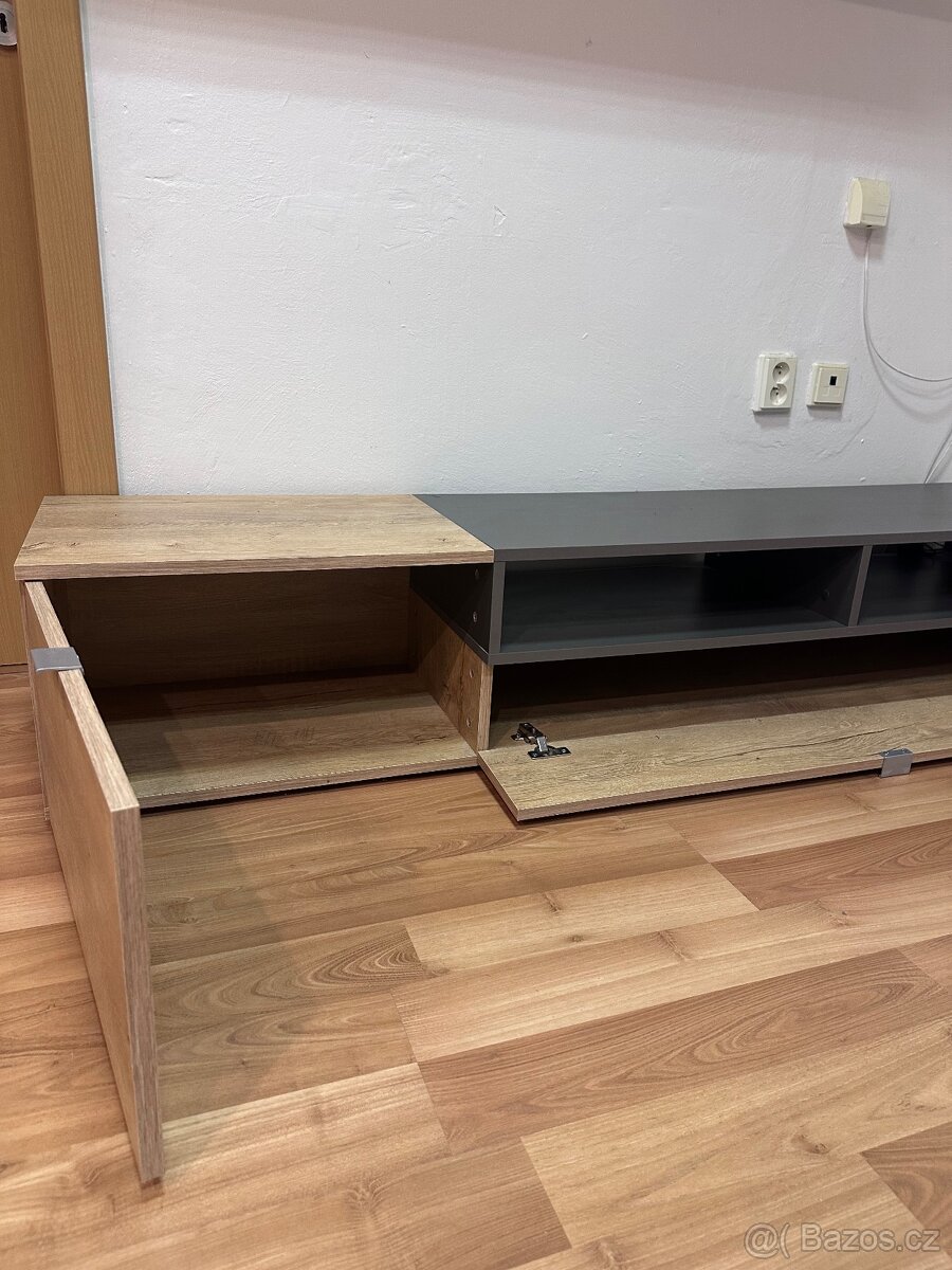 Obývací stěna - dub lefkas a šedý mat - 5