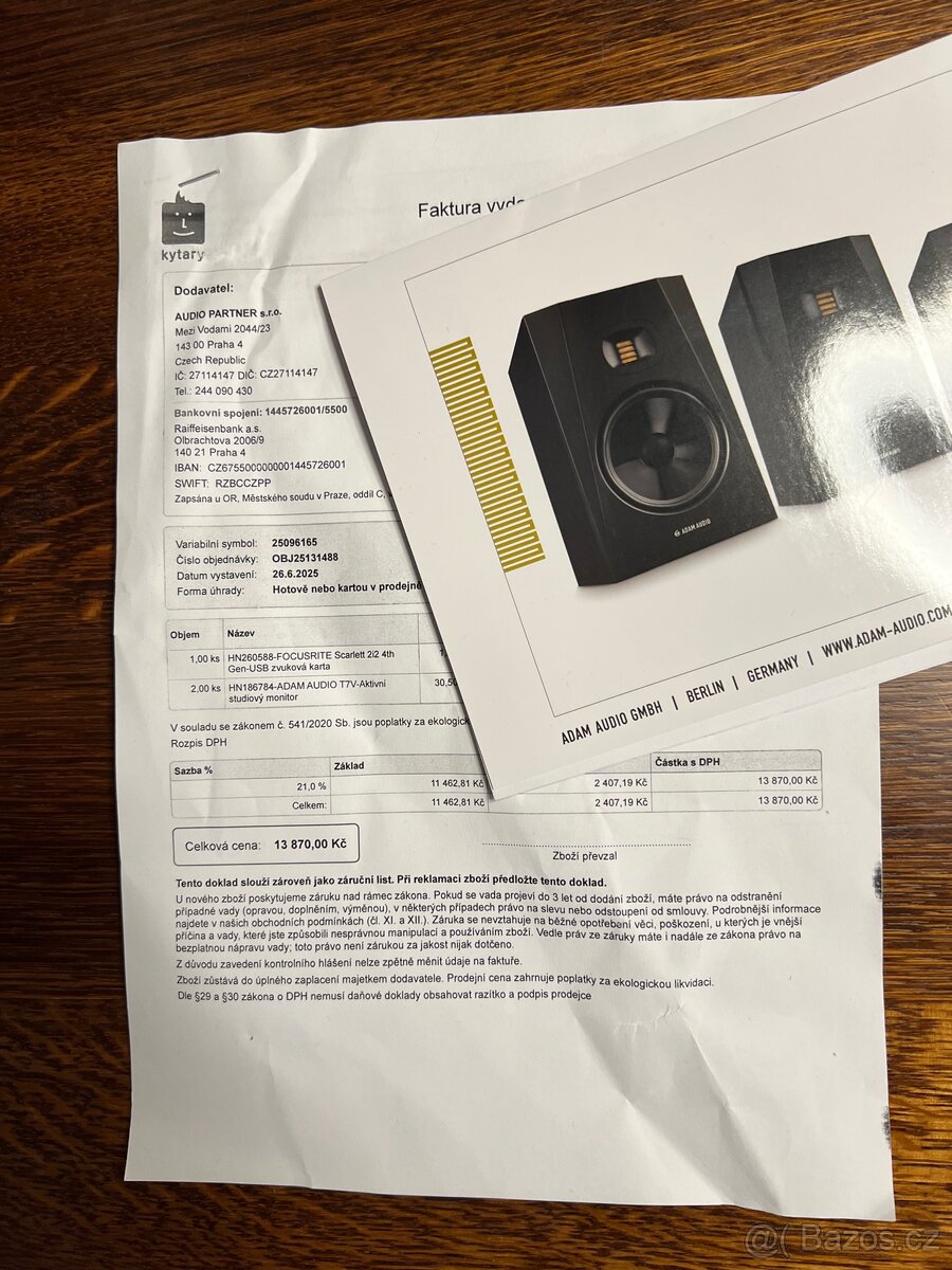 Studiové monitory ADAM Audio T7V (2 ks)+zvuk.karta Focusrite - 5