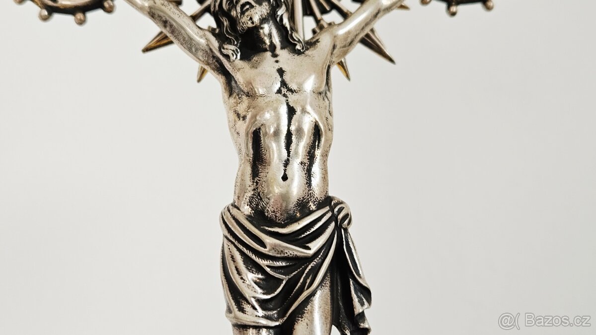 TOP Ag stříbro krucifix lotový punc rok 1858 UNIKAT - 5