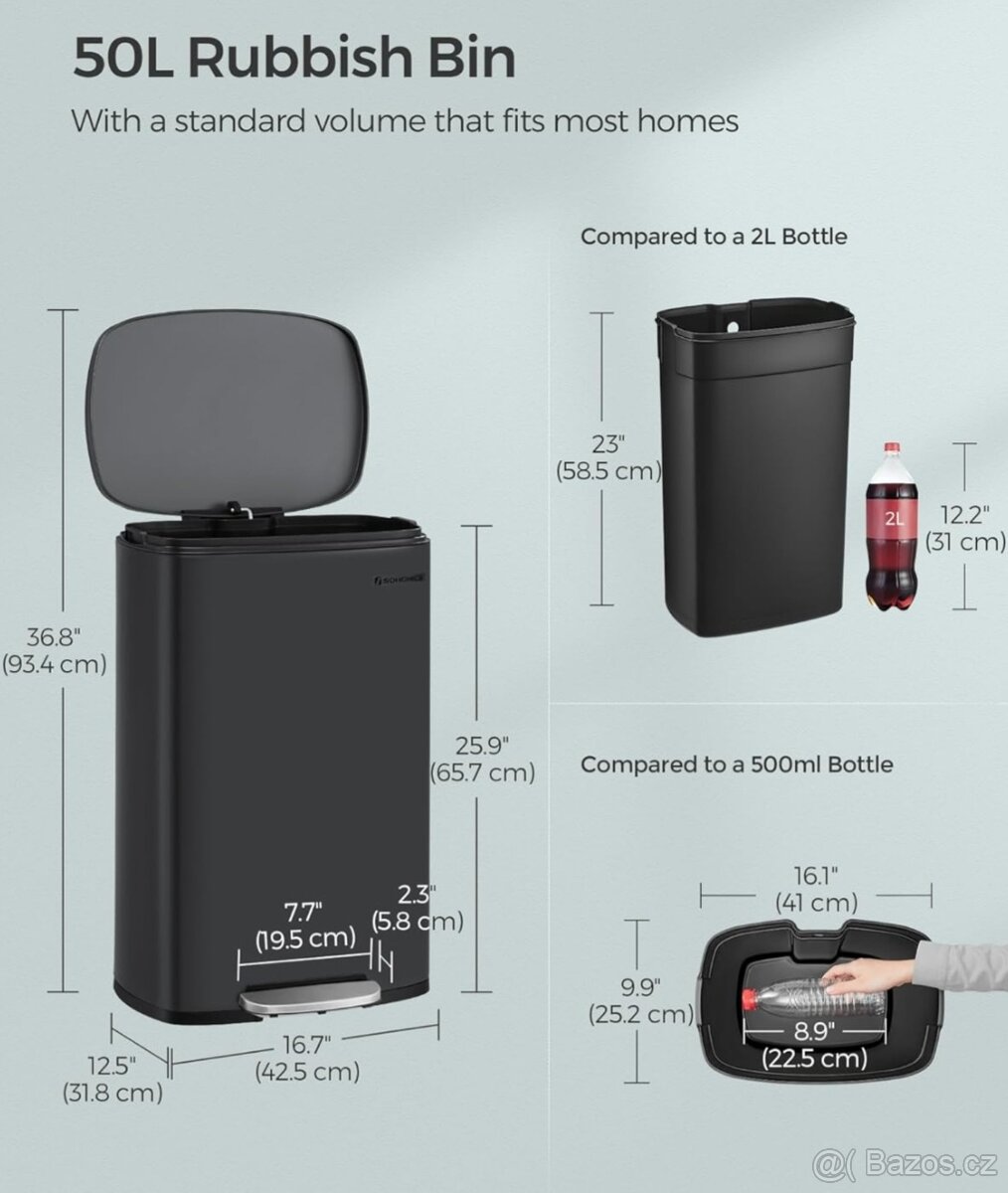 NOVÝ ODPADKOVÝ KOŠ 50 LITRŮ V CERNE A NEREZ - 5