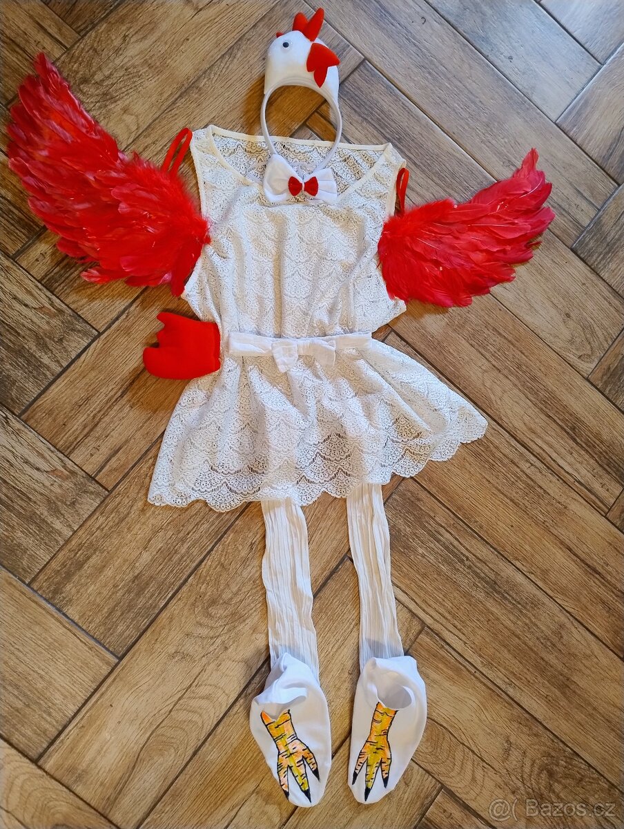 Černá a bílá slepice kostým XS-L - 5