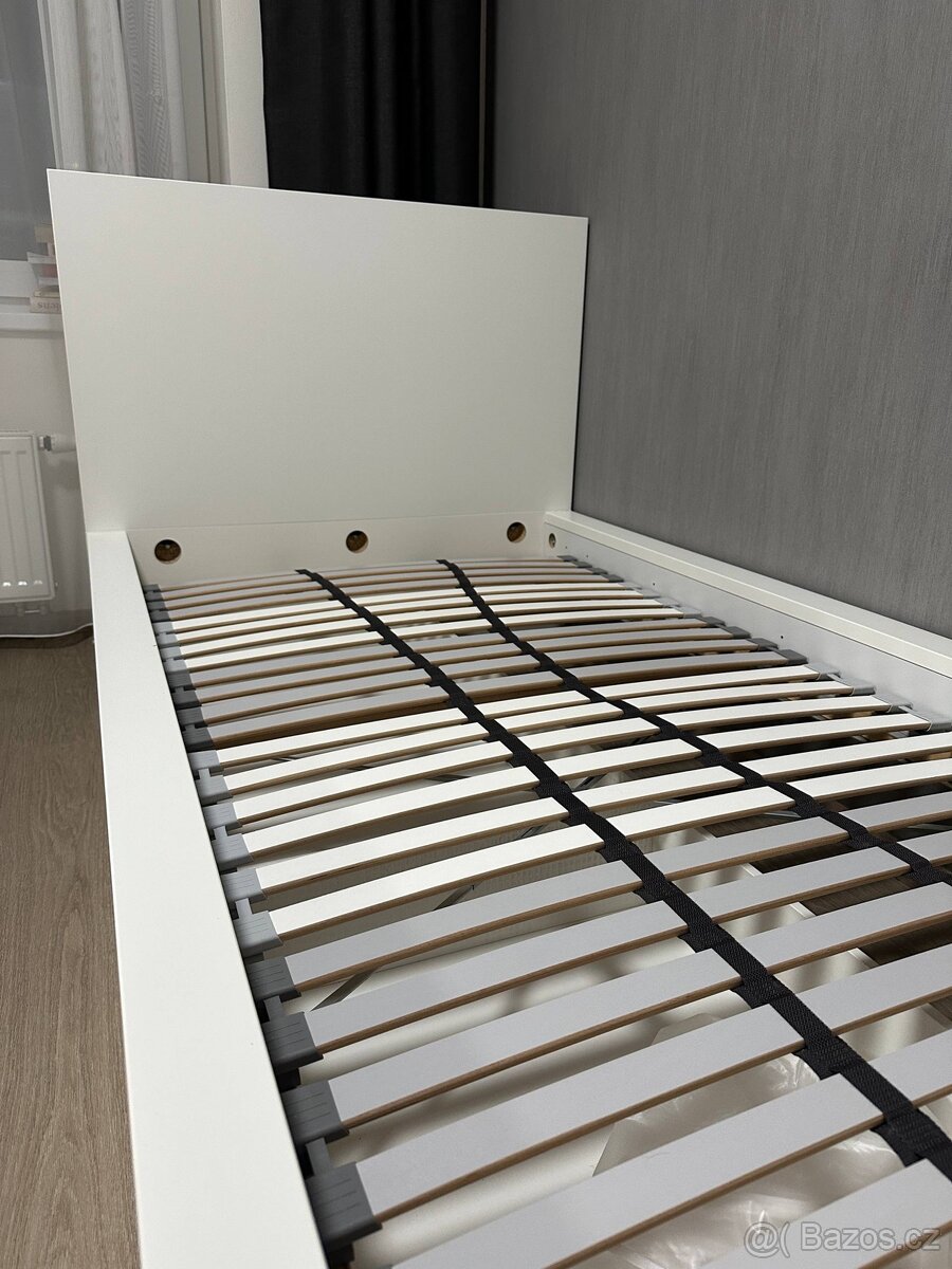 Postel MALM 90×200 + úložné díly + lamely - 5