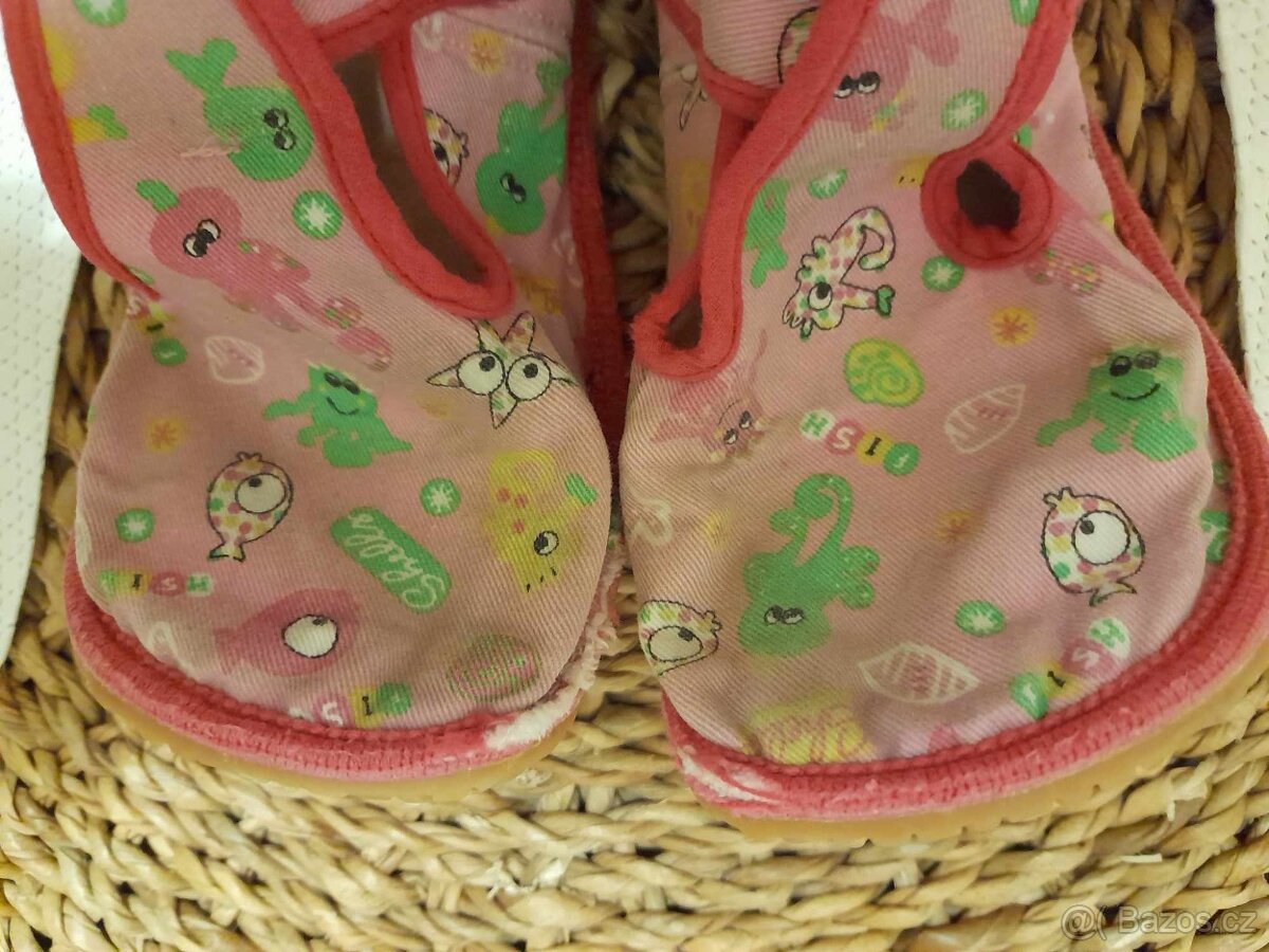 Barefoot dívčí papučky BEDA vel.30 - rybky - 5