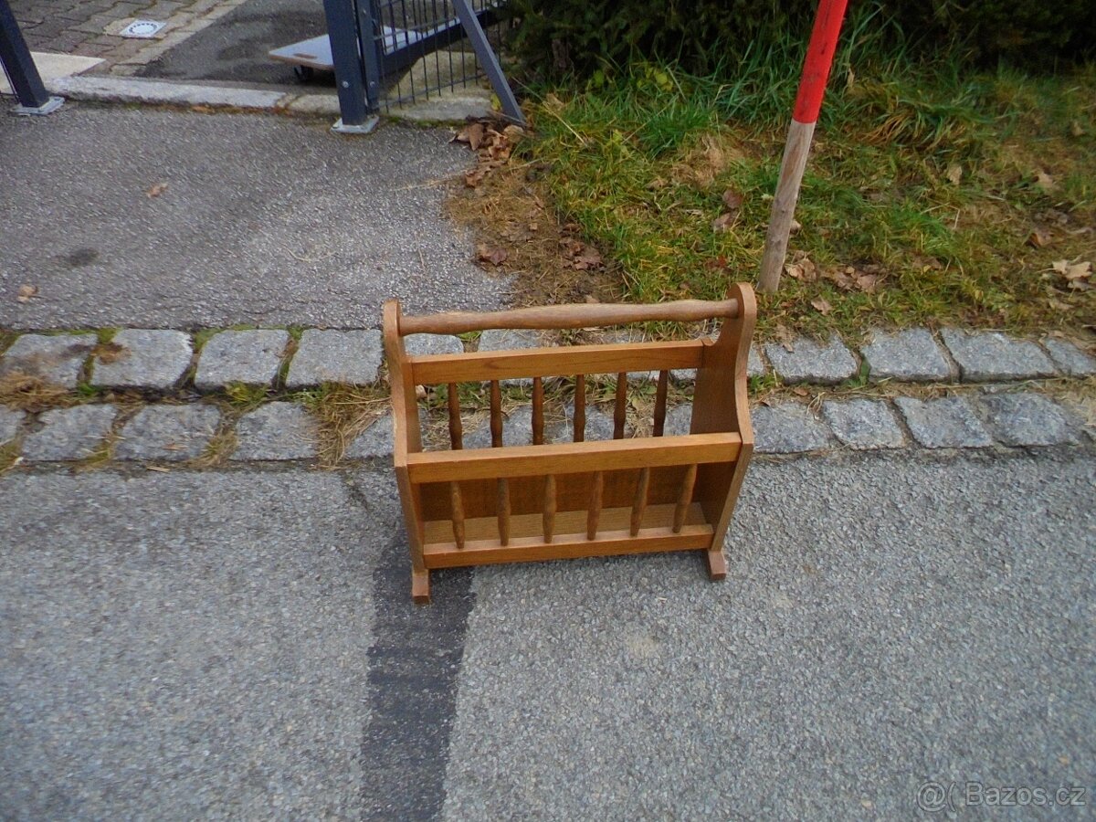 2x dřevěná přihrádka na noviny - 5