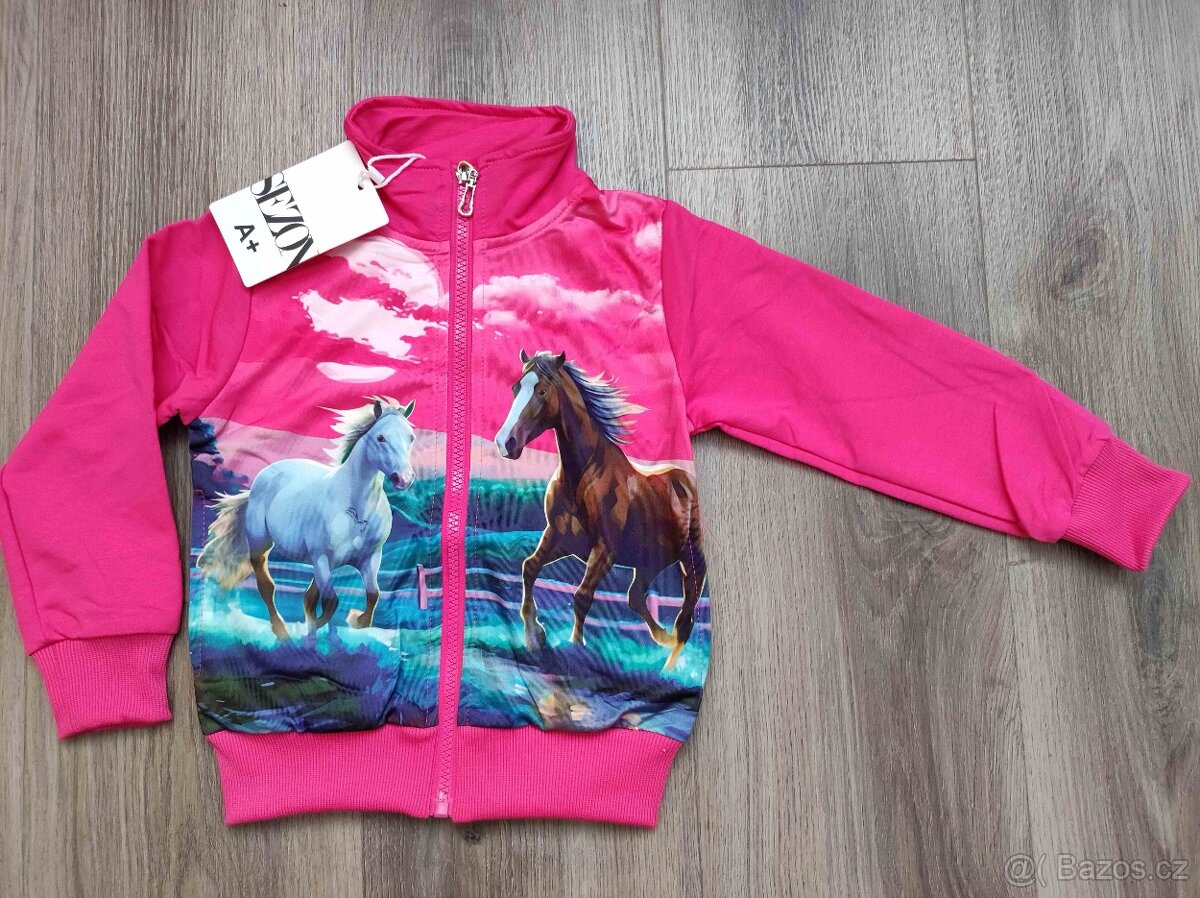 Dívčí slabá mikina koně, kočička, koníci nová - 5