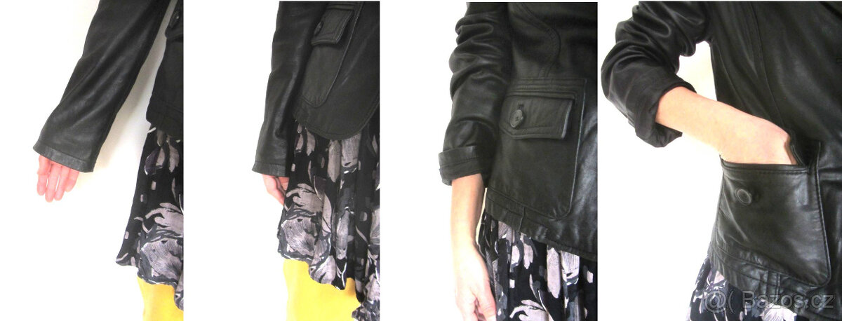 Černá dámská kožená bunda - 5