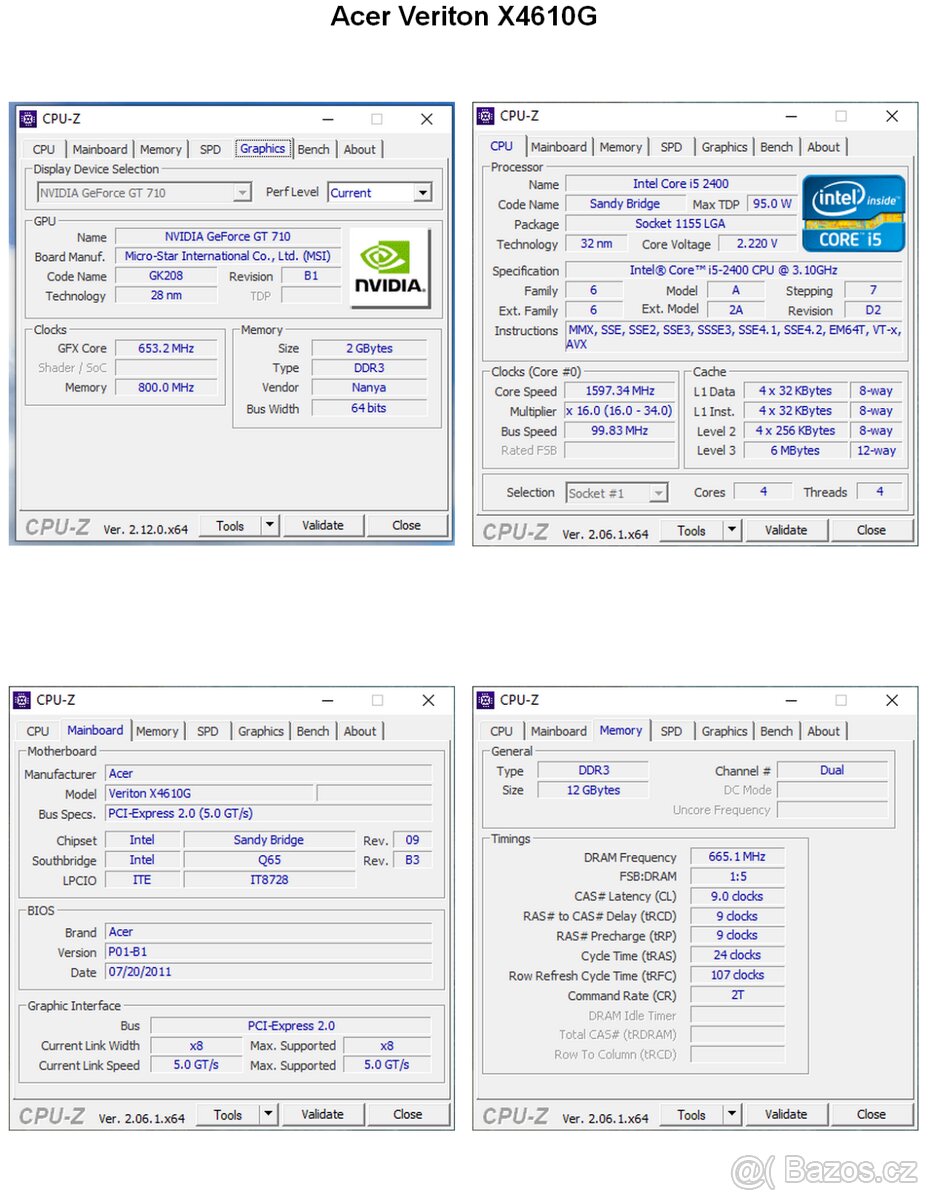 Acer Veriton X4610G, Intel Core i5-2400, 12GB RAM, GeForce 7 - 5