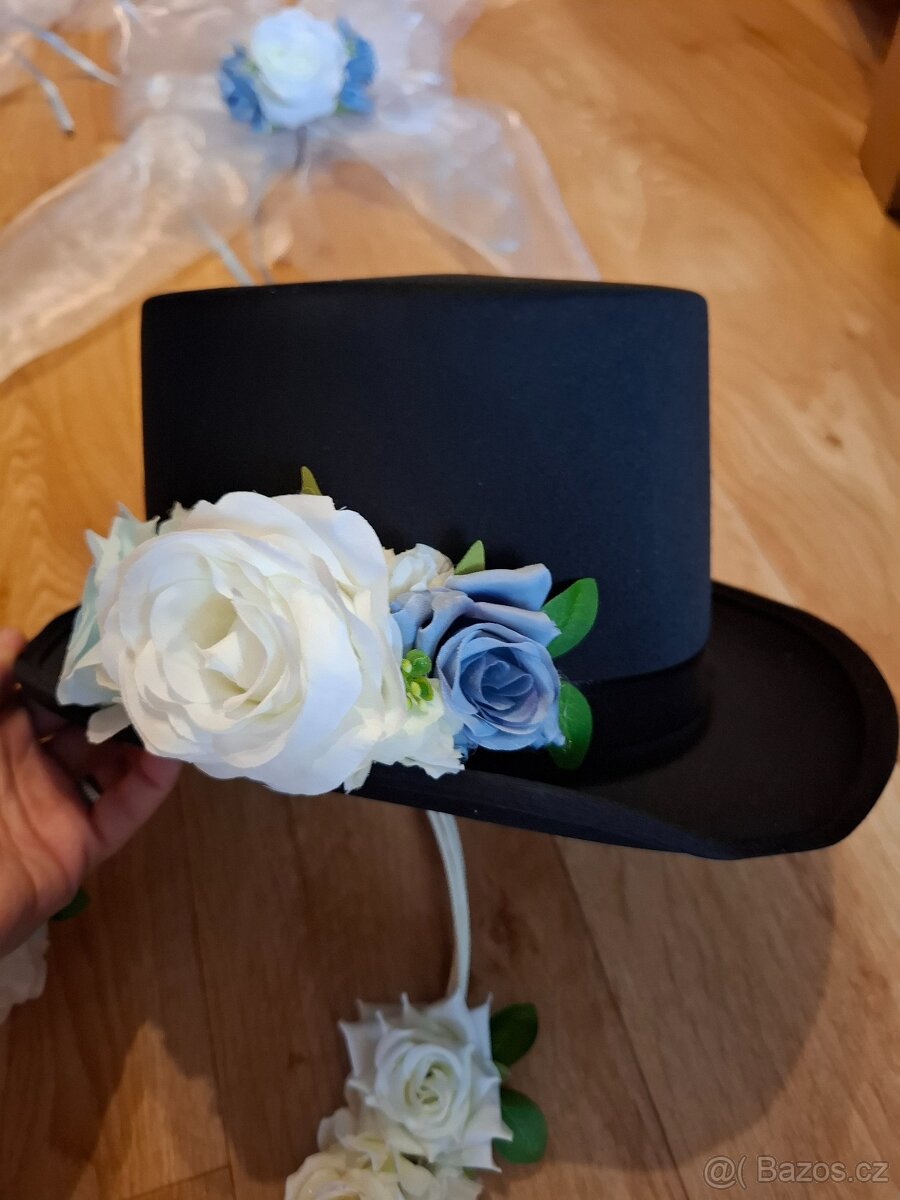 Svatební dekorace na auto - modrá - 5