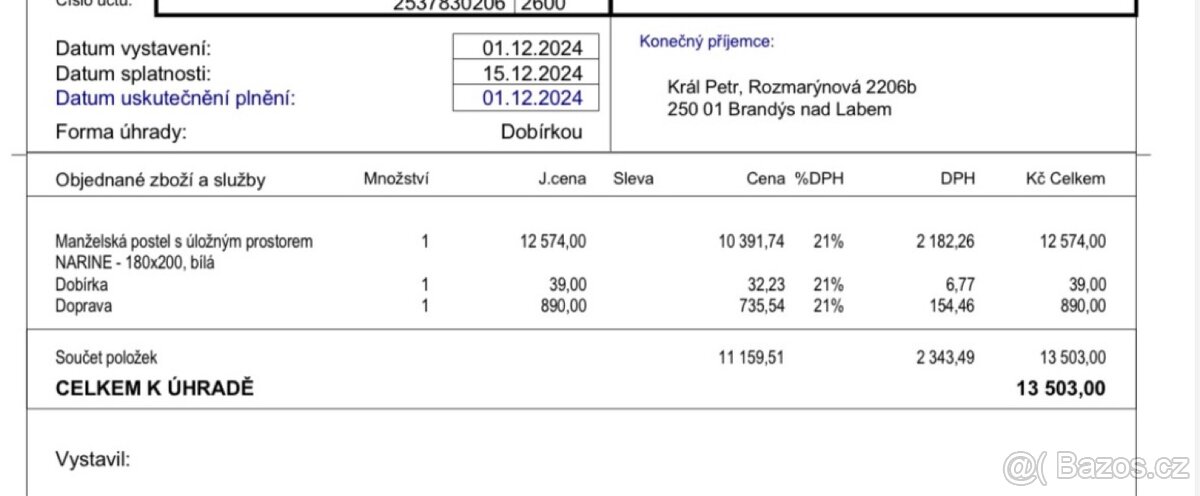 Manželská postel s roštem - 5