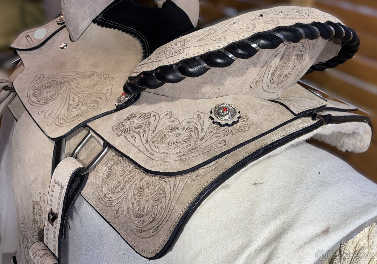 Westernový sedlový komplet 16) světle přírodní - 5