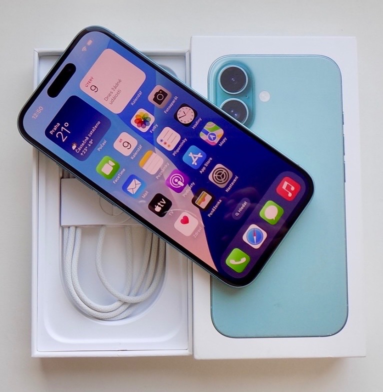 iPhone 16 Teal BATERIE 100% TOP - 5