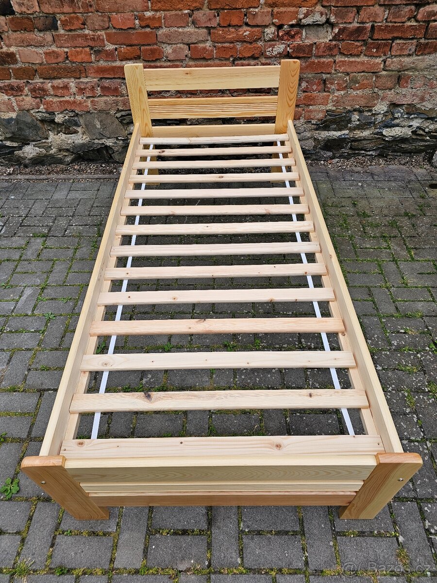 🛏️ Dřevěná postel z masivu 90x200 cm + rošt | Skladem ihned - 5