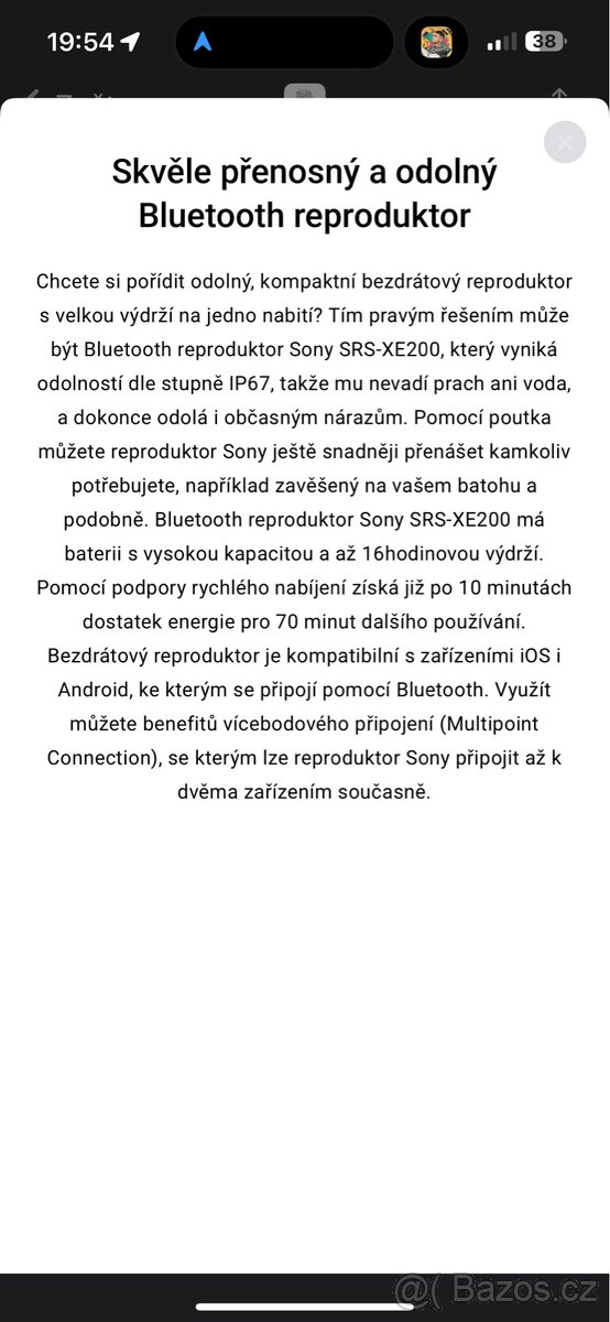 Sony SRS-XE200 bluetooth reproduktor - 5