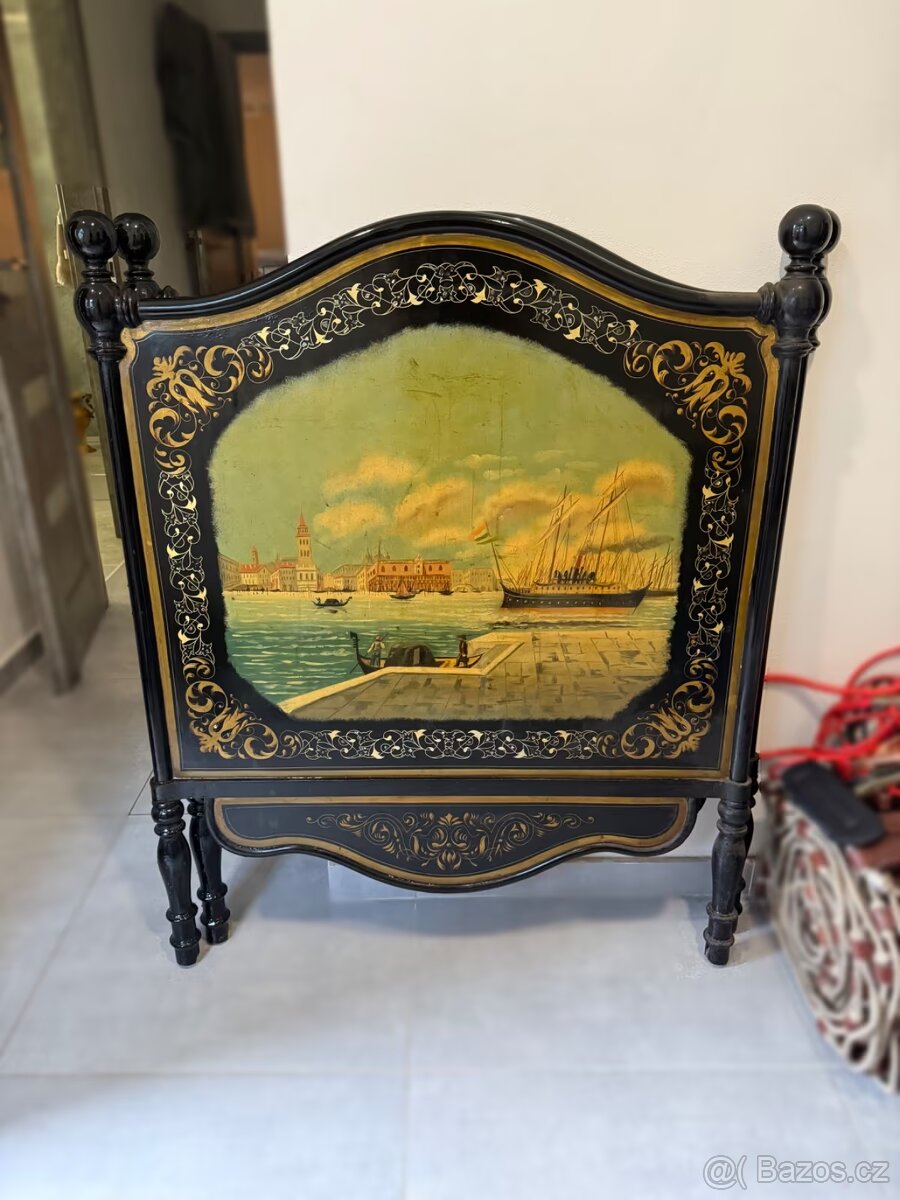 Starožitné italské ručně malované postele (1890) - 5