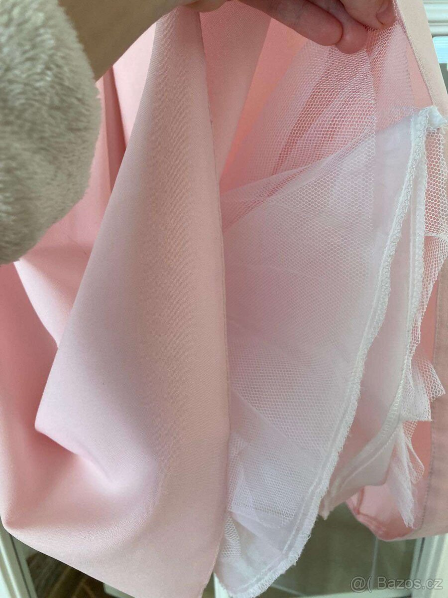 NOVÉ světle růžové šaty s šedou krajkou vel.34-36 - 5