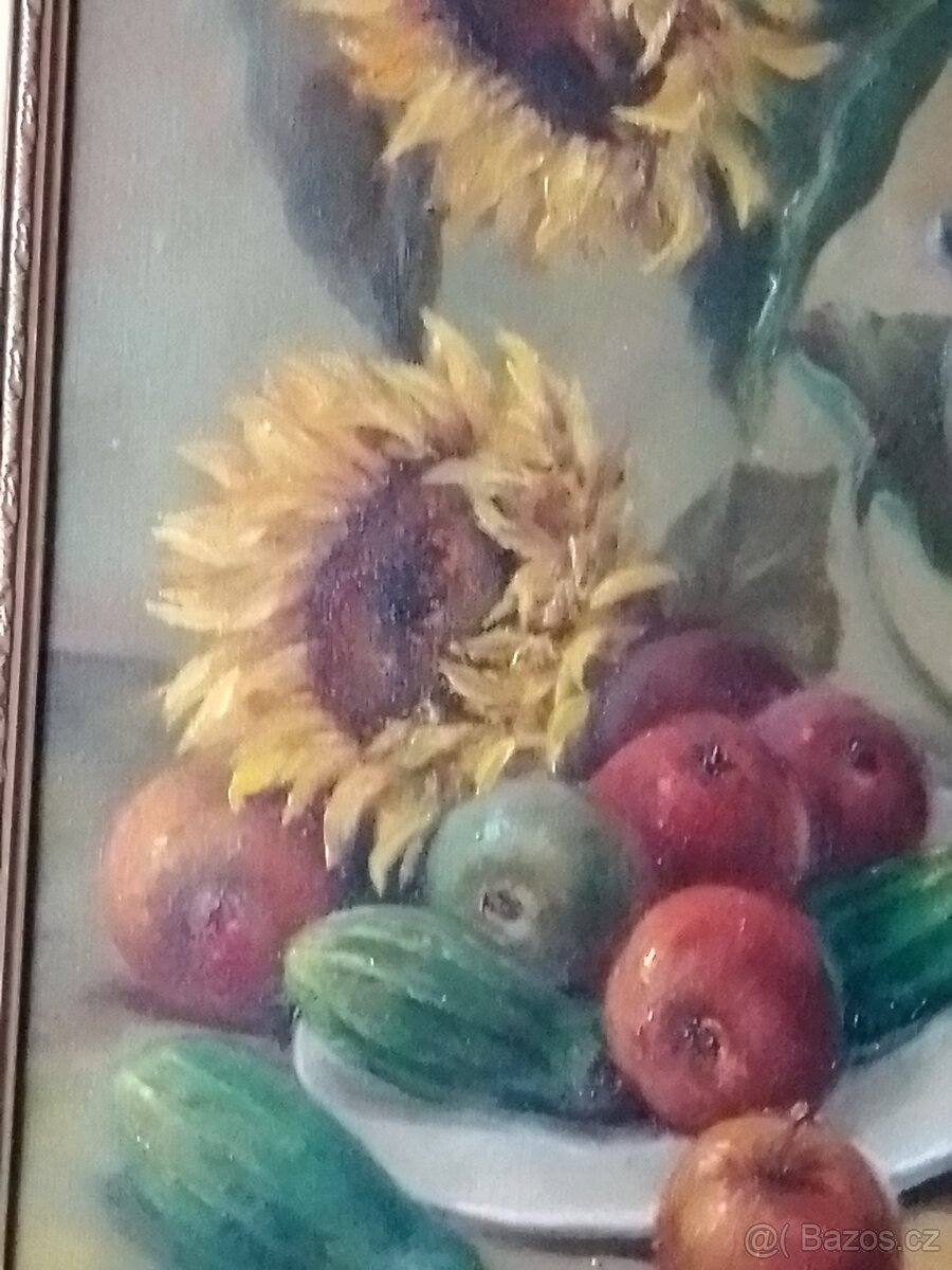 Marcel Krasický Zátiší s ovocem a květinami olej/plátno - 5