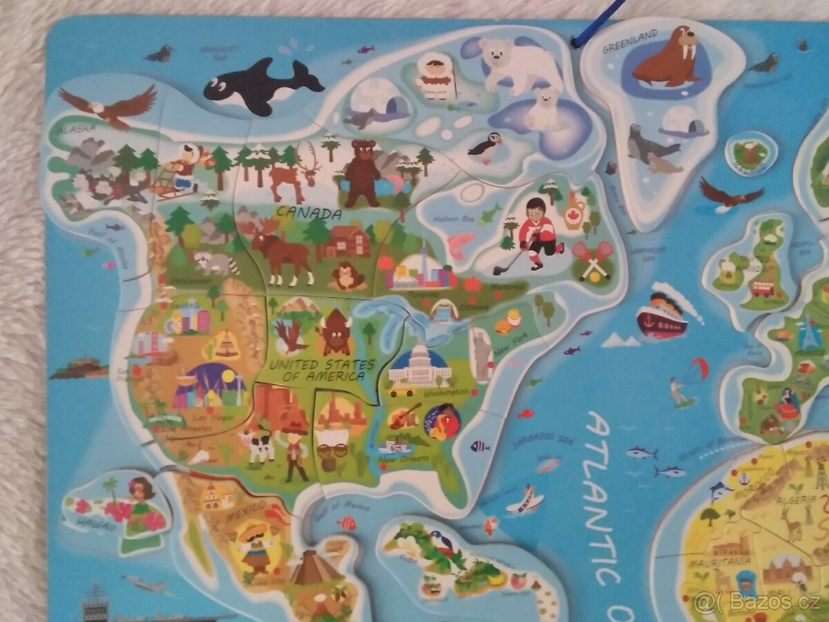 WOODY Magnetické puzzle Mapa Svět v obrázcích 2v1 - 5