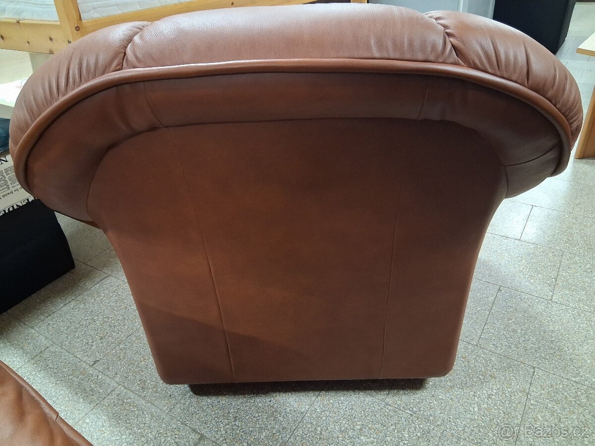 Sedací souprava 3+1+1 světle hnědá koženka - 5