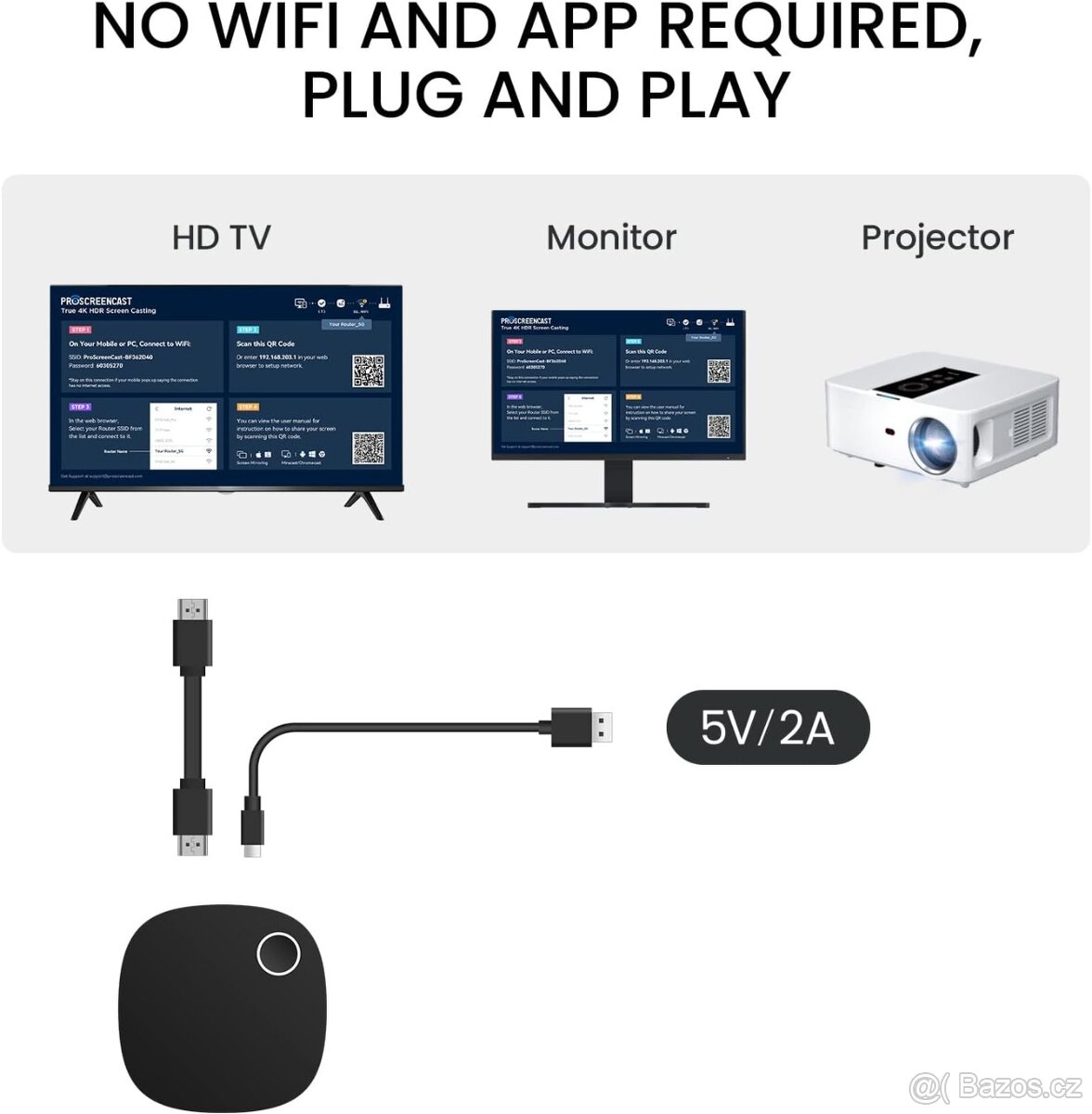 SC01 Miracast Dongle pro TV,projektor 4k@60Hz - 5