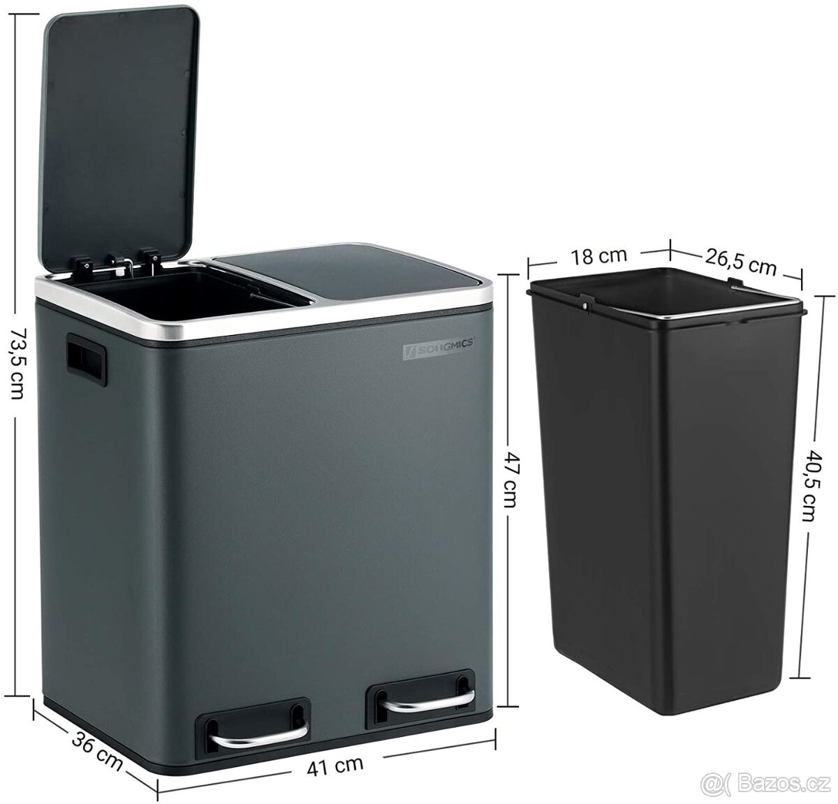 NOVÝ RECYKLAČNÍ ODPADKOVÝ KOŠ 2X15L - 5