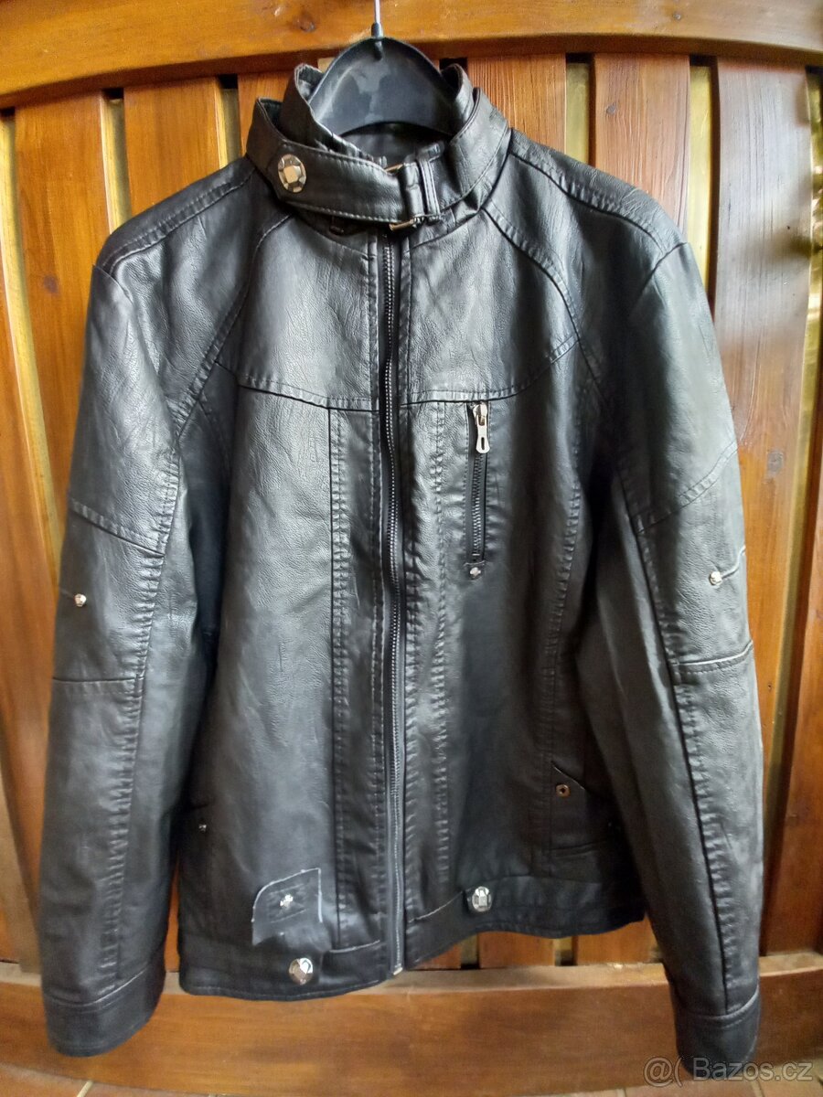 Nová bunda s podšívkou - barva černá, materiál PU kůže - 5