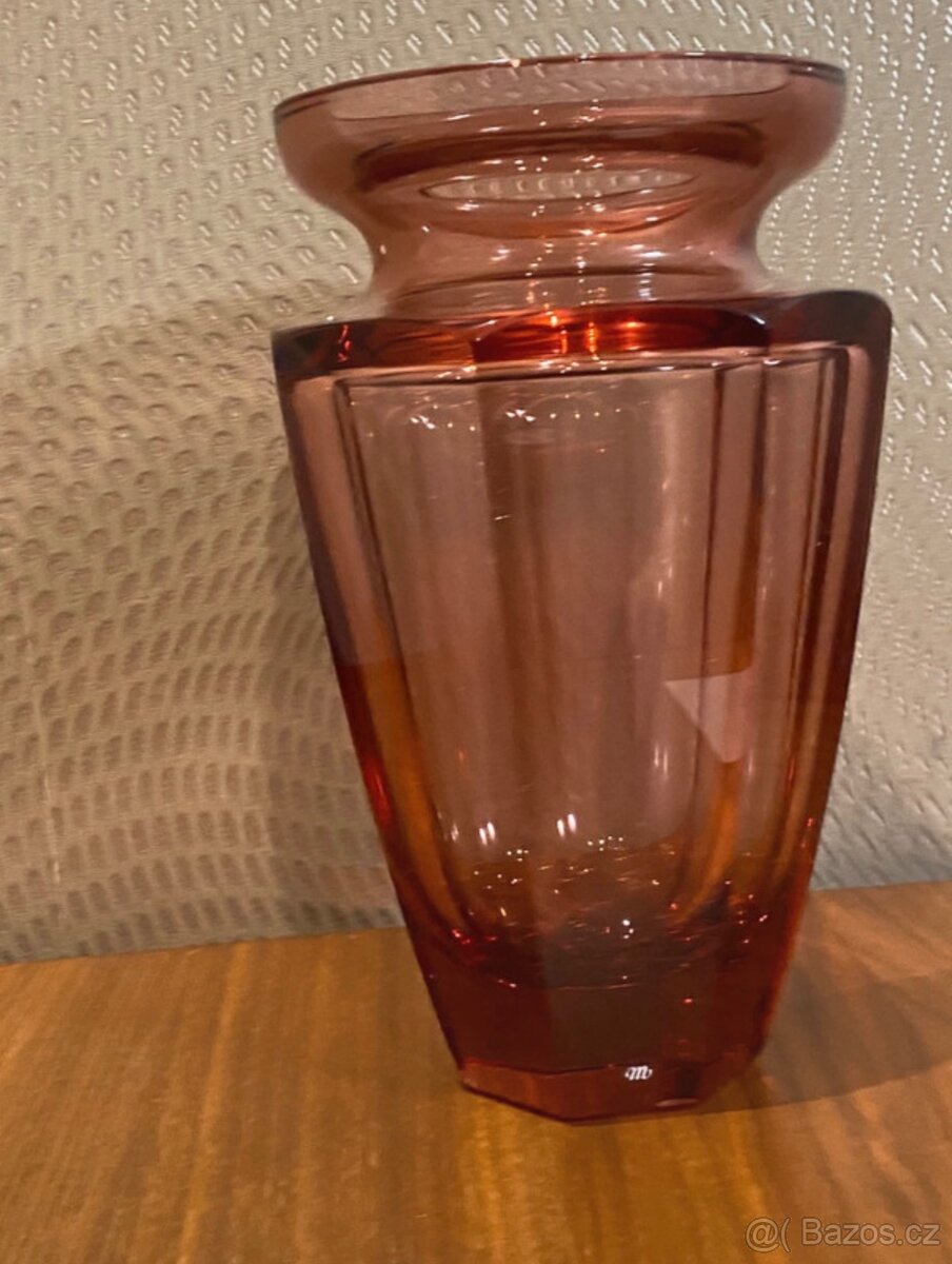 Vaza zn. Moser Eternity, rosalin, 27 Cm. - 5