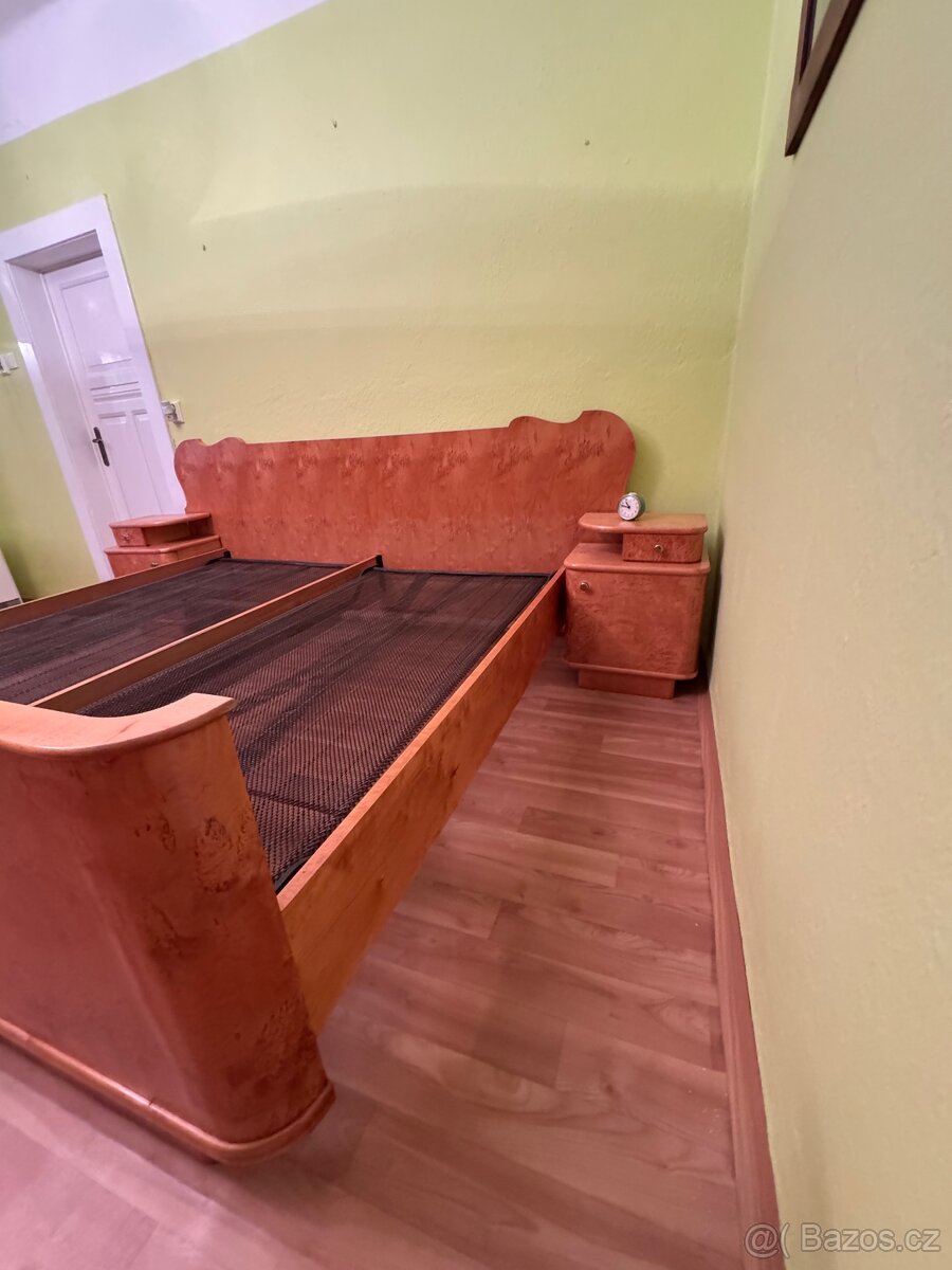 Retro manželská postel + noční stolky - 5