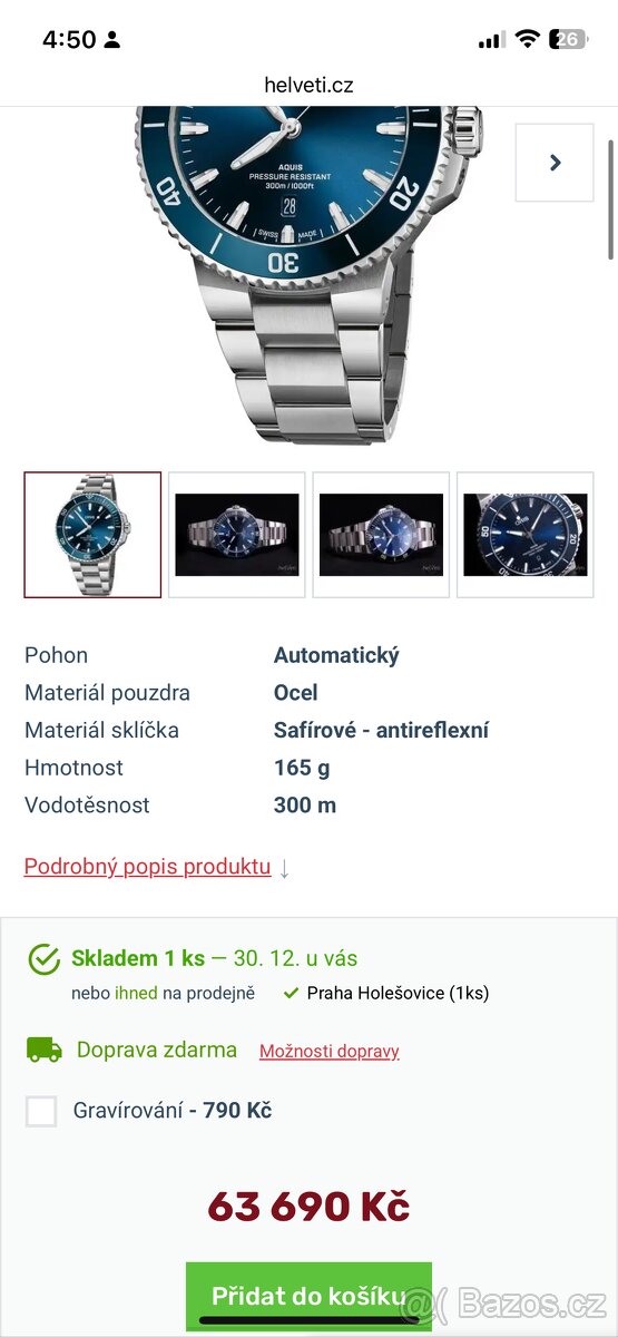 Hodinky Oris Aquis Date 43,5 mm - 5