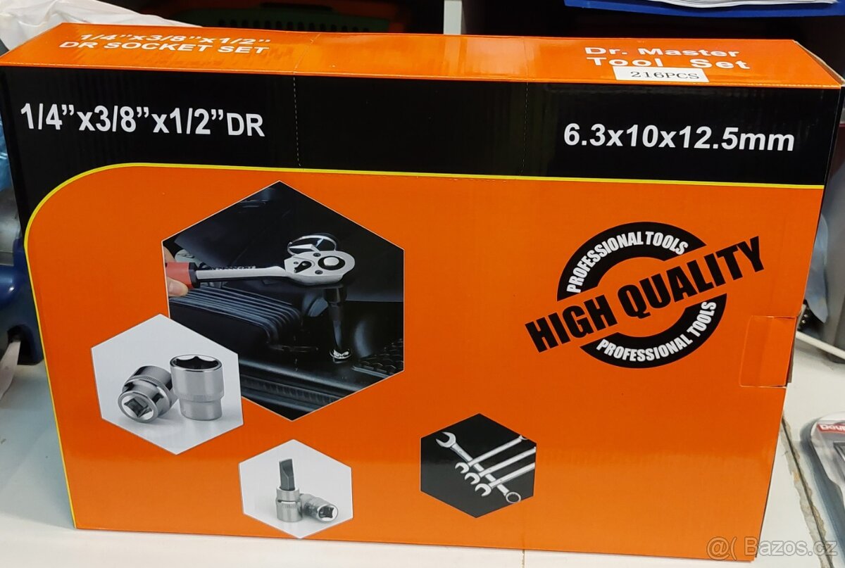 Gola sada nářadí 216 ks, materiál Cr-V - nové, záruka - 5